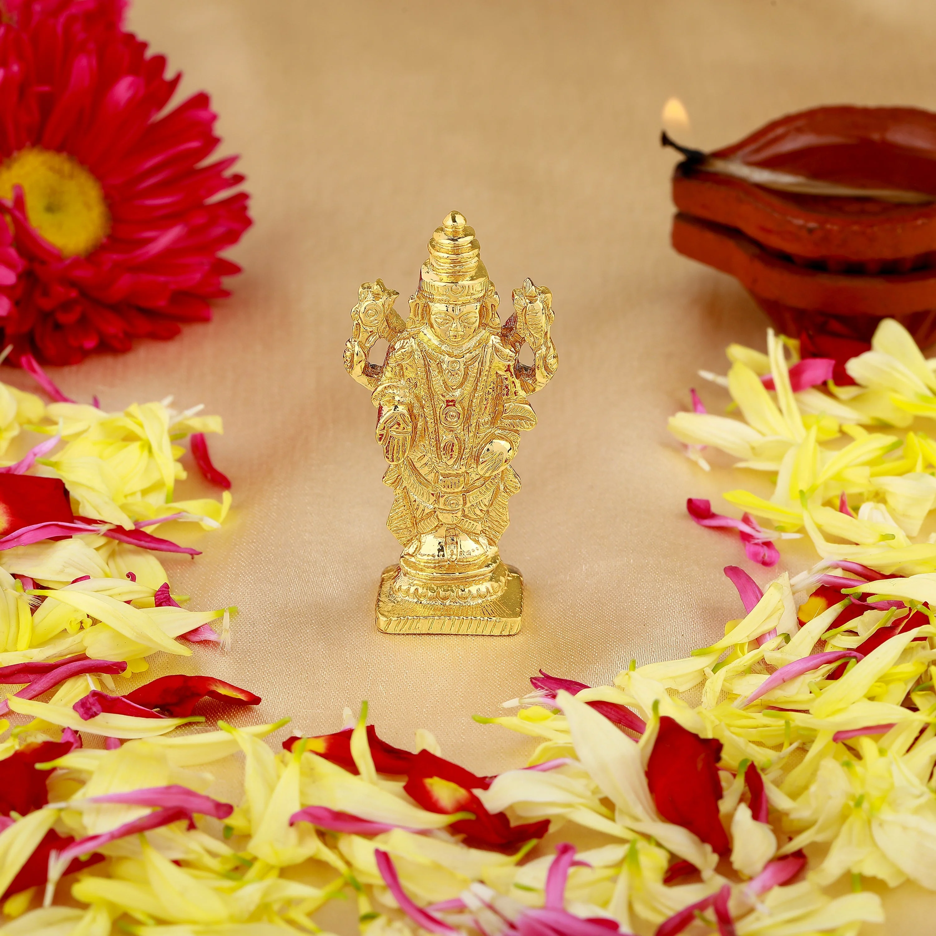 Estele Gold Plated Lord Tirupati Balaji Idol Showpiece For Pooja Mandir/ Home Decorative - Image 7