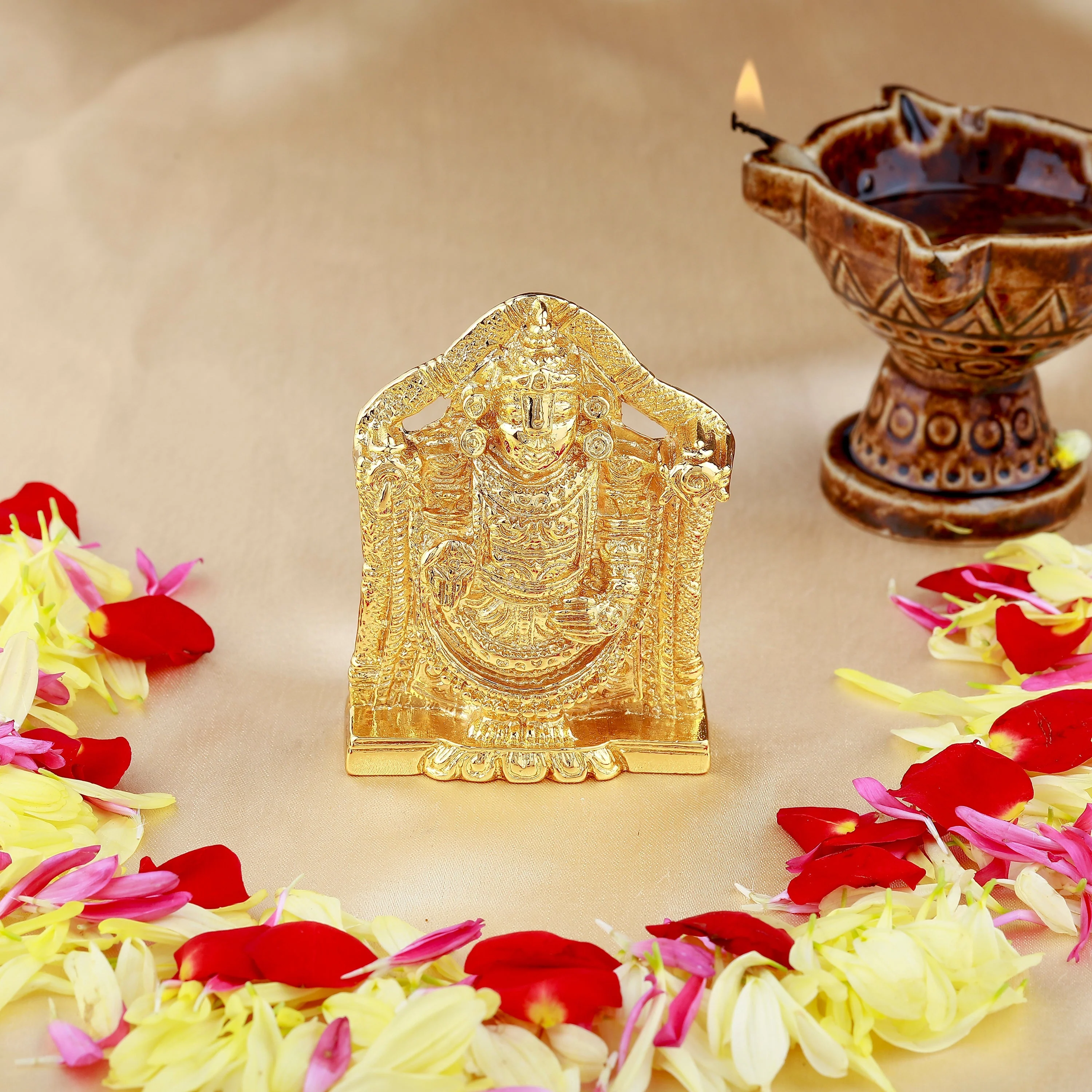 Estele Gold Plated Lord Tirupati Balaji Idol Showpiece For Pooja Mandir/ Home Decorative - Image 8