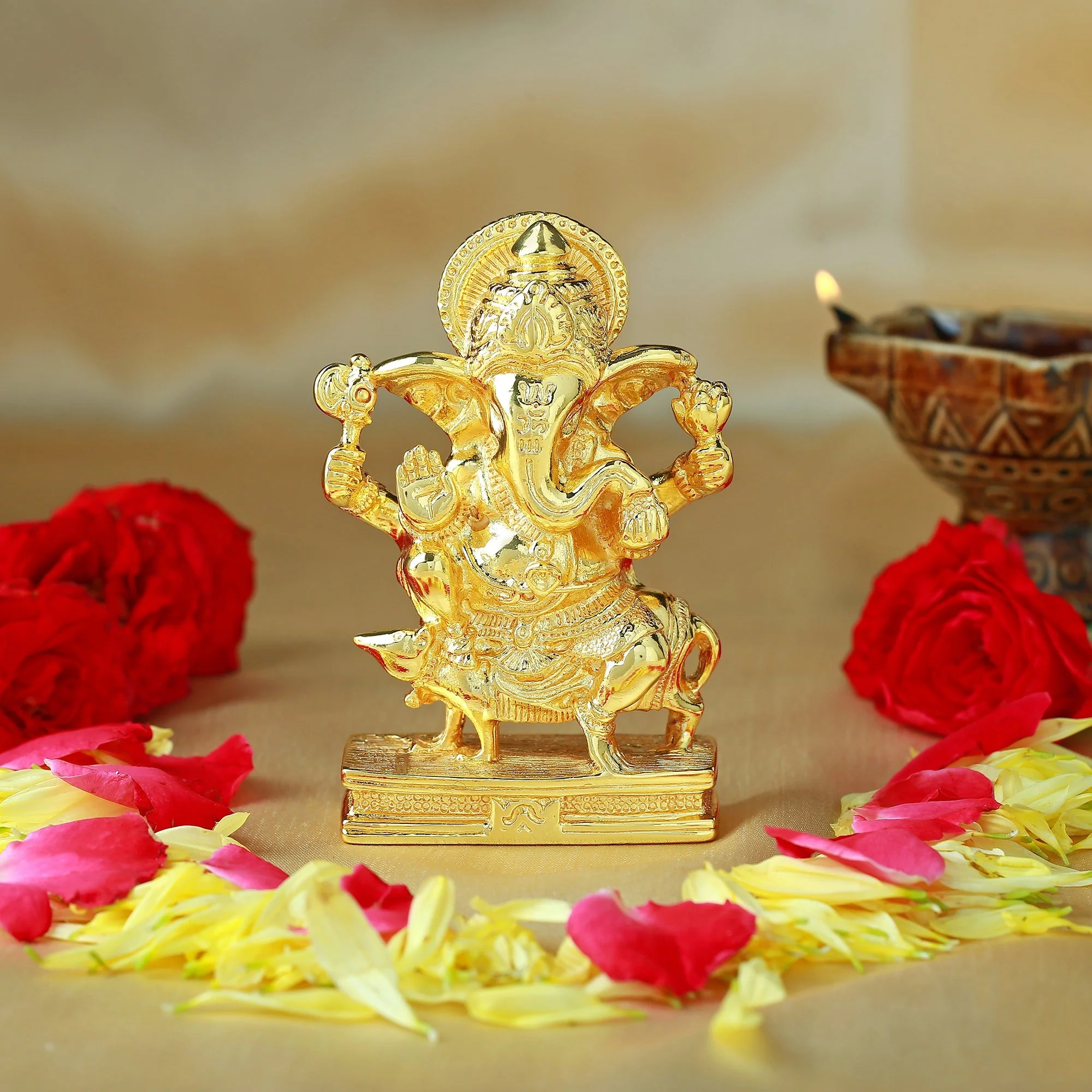 Estele Gold Plated Spiritual Lord Ganesh Idol - Image 2