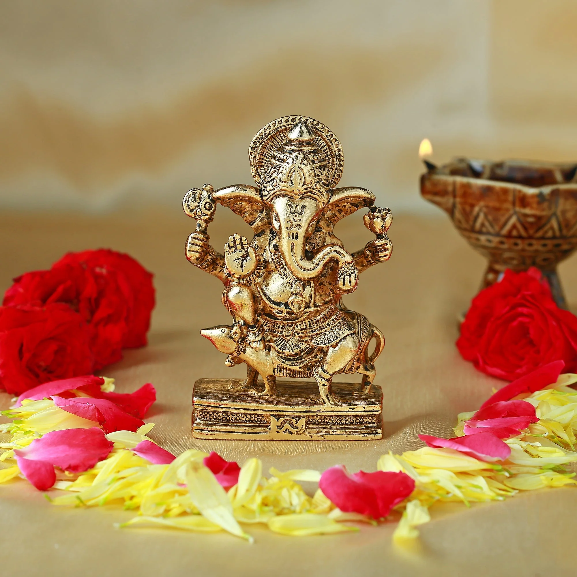 Estele Gold Plated Spiritual Lord Ganesh Idol - Image 2