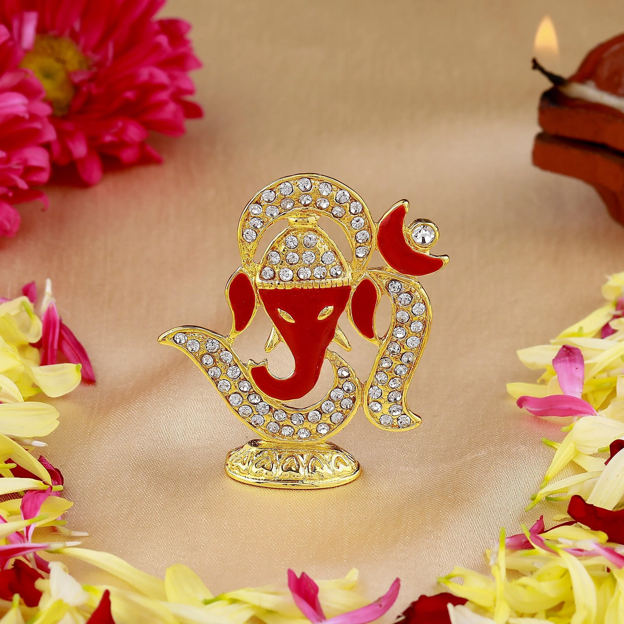 Estele Gold Plated Spiritual Lord Ganesh Idol For Gifts & House Warming/Home/Office Decors.
