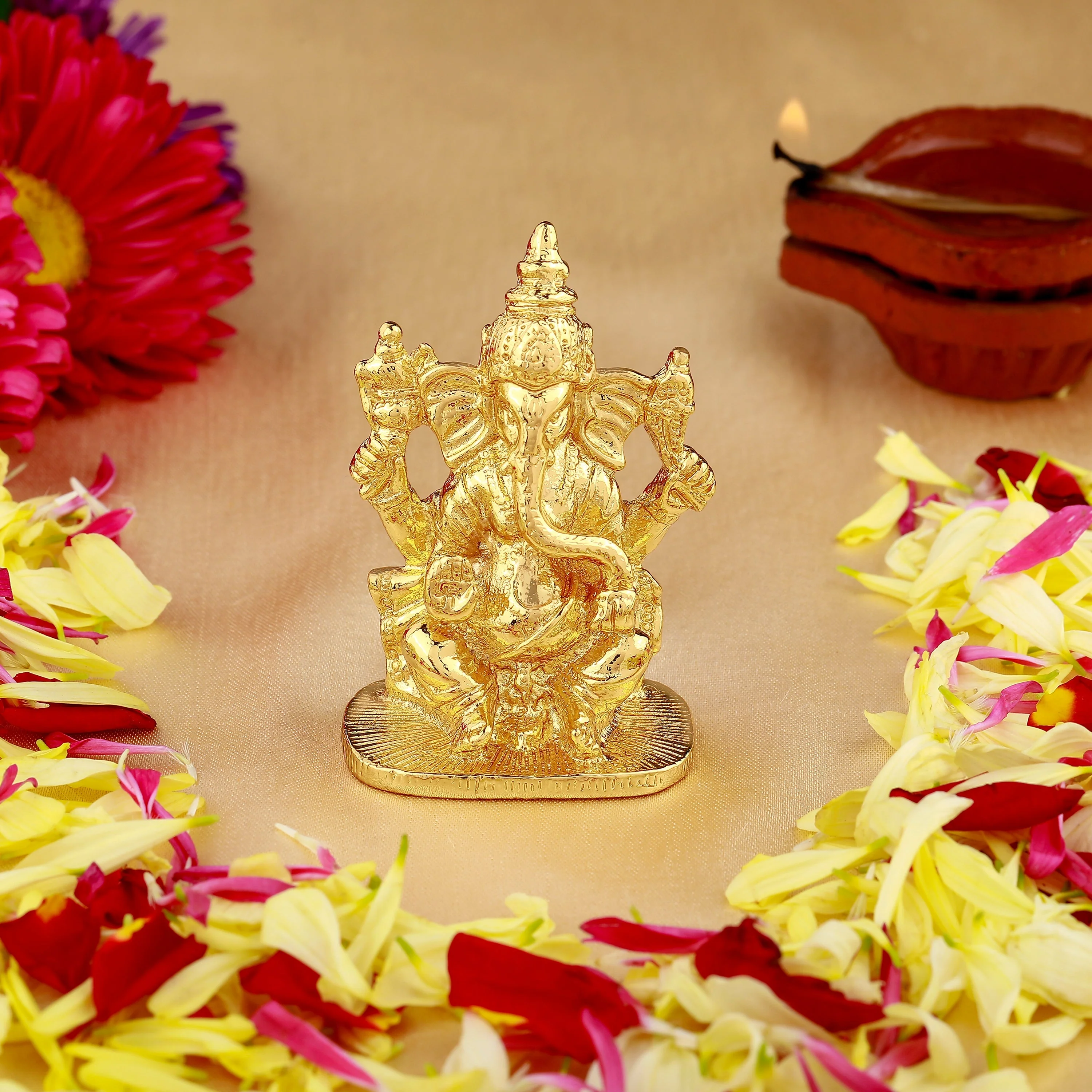 Estele Gold Plated Spiritual Lord Ganesh Idol For Gifts & House Warming/Home/Office Decors. - Image 8