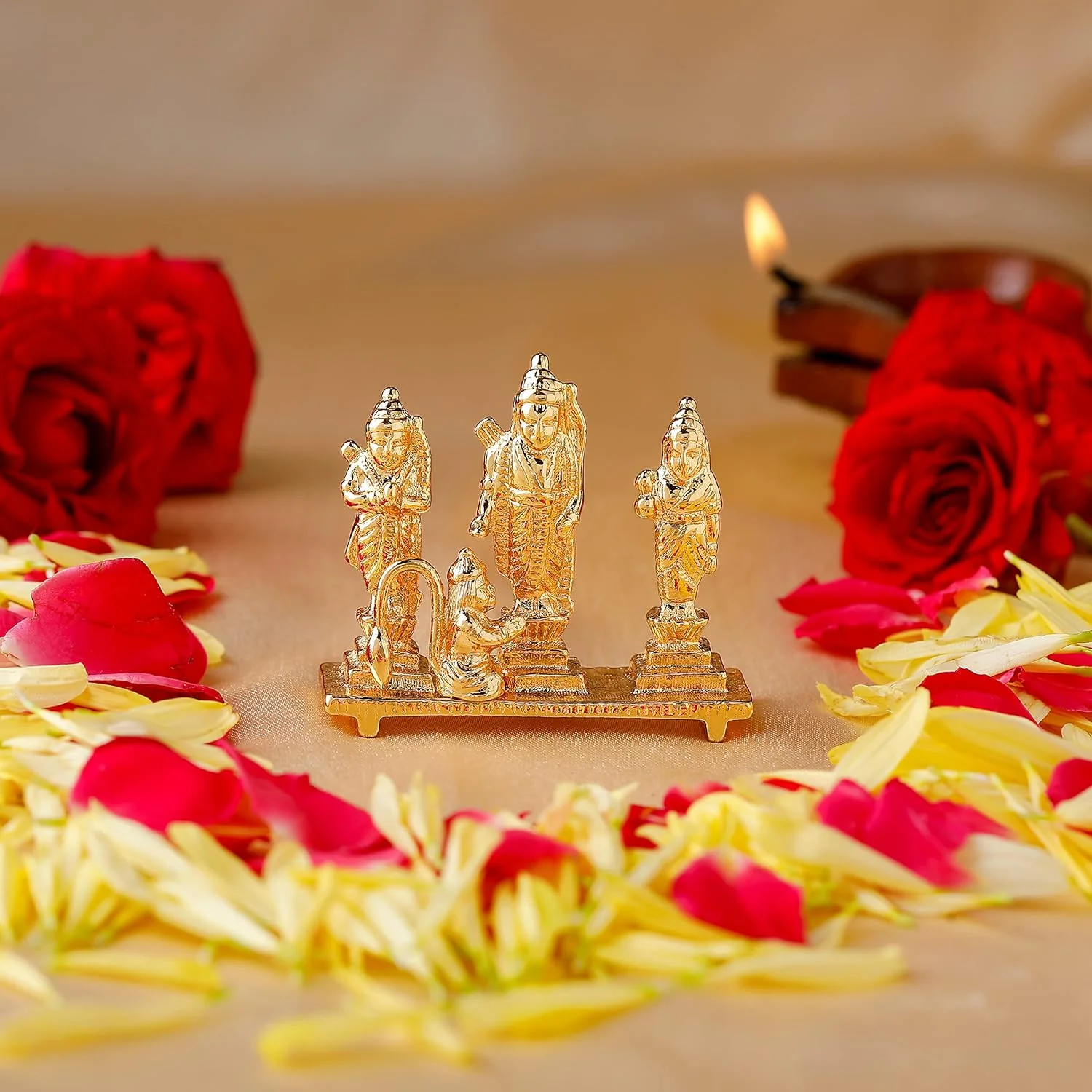 Estele Gold Plated Spiritual Ram Darbar|God Ram,Laxman,Sita & Hanuman Idol For Home/Car Decor. - Image 7