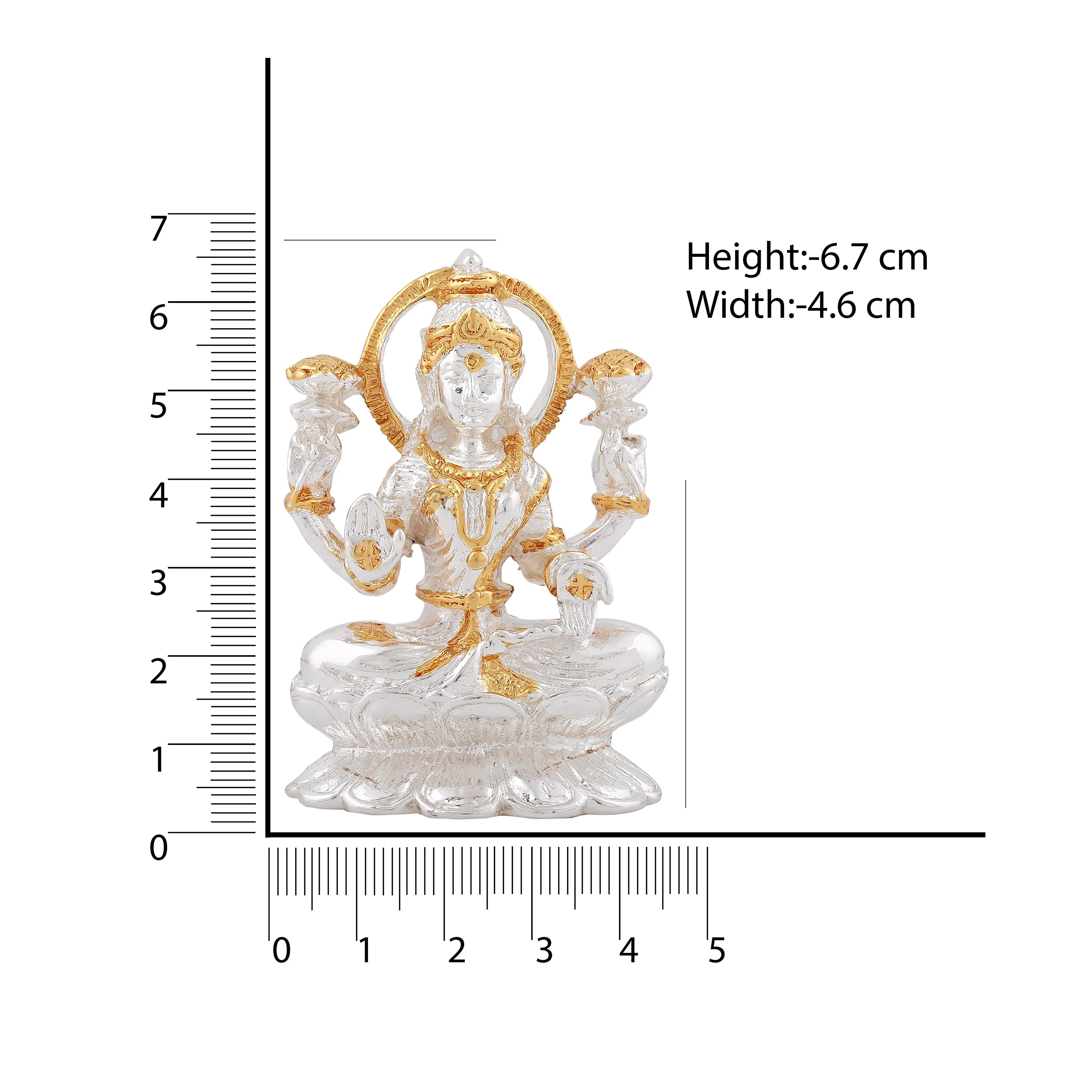 Estele Gold & Rhodium Goddess Of Wealth Laxmi Devi Idol On Lotus For Pooja/Car Decor. - Image 5
