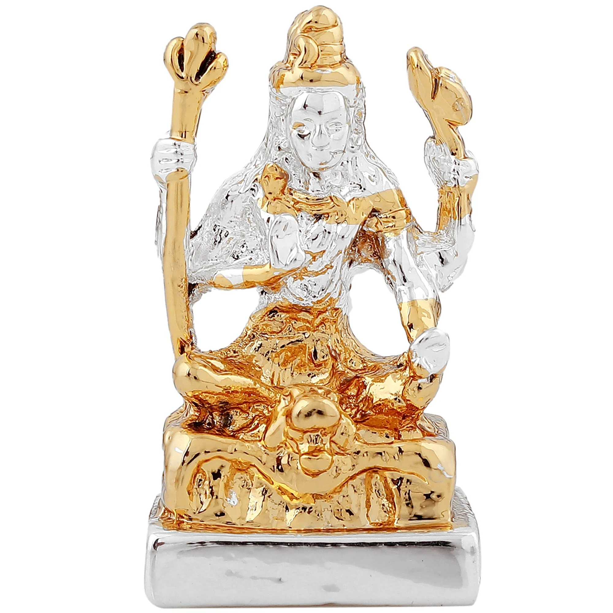 Estele Gold & Rhodium Plated Adi Yogi Shiva Idol For Pooja/Car Decor - Image 2
