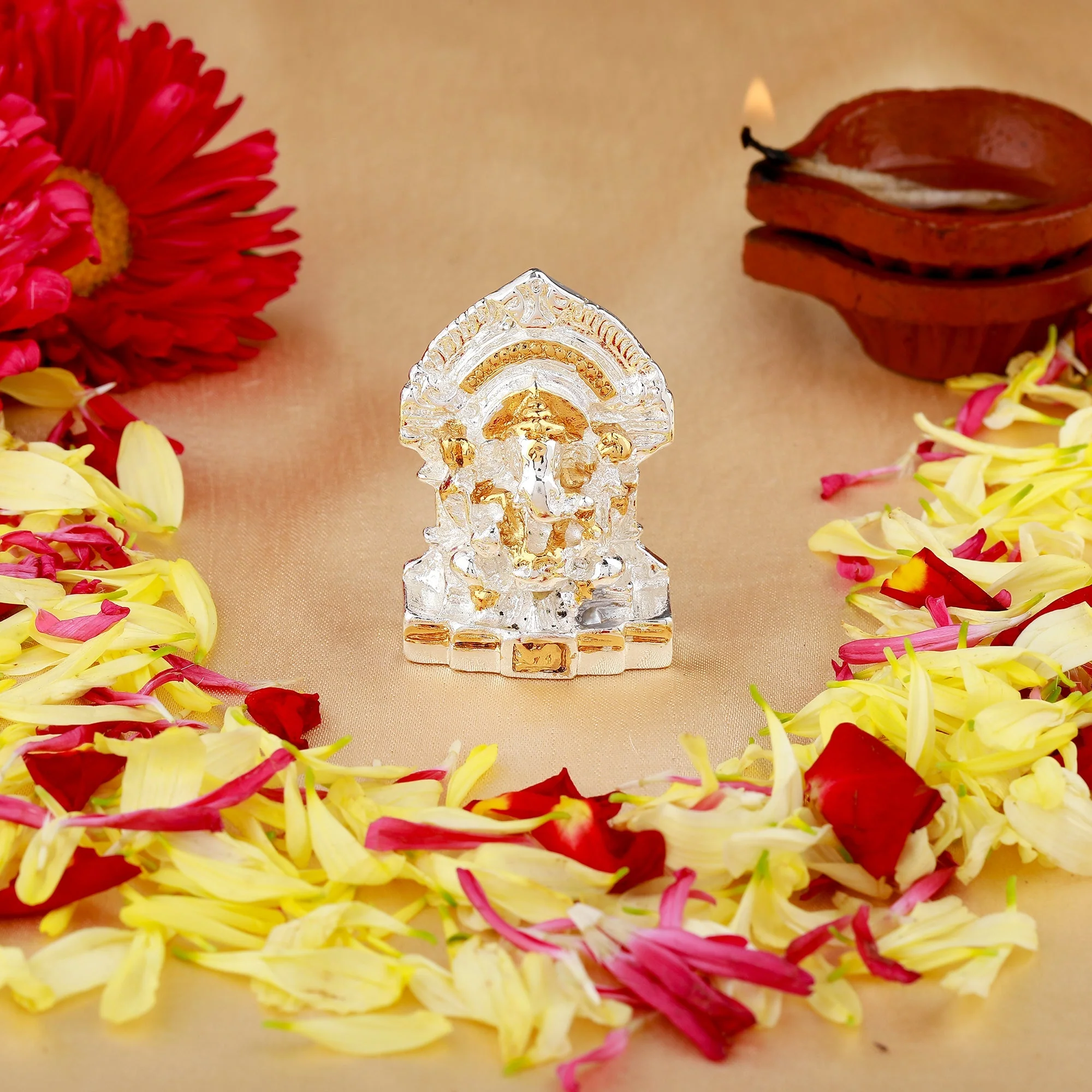 Estele Gold & Rhodium Plated Divine Ganesh Idol - Image 2