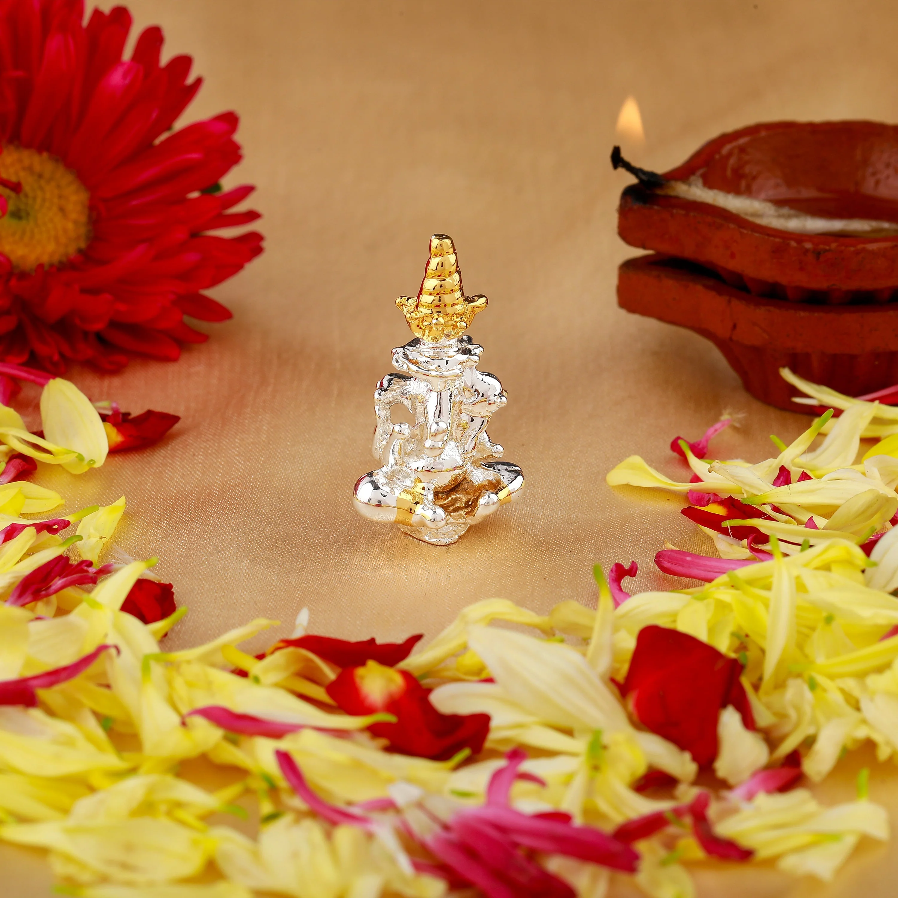 Estele Gold & Rhodium Plated Divine Ganesh Idol - Image 2