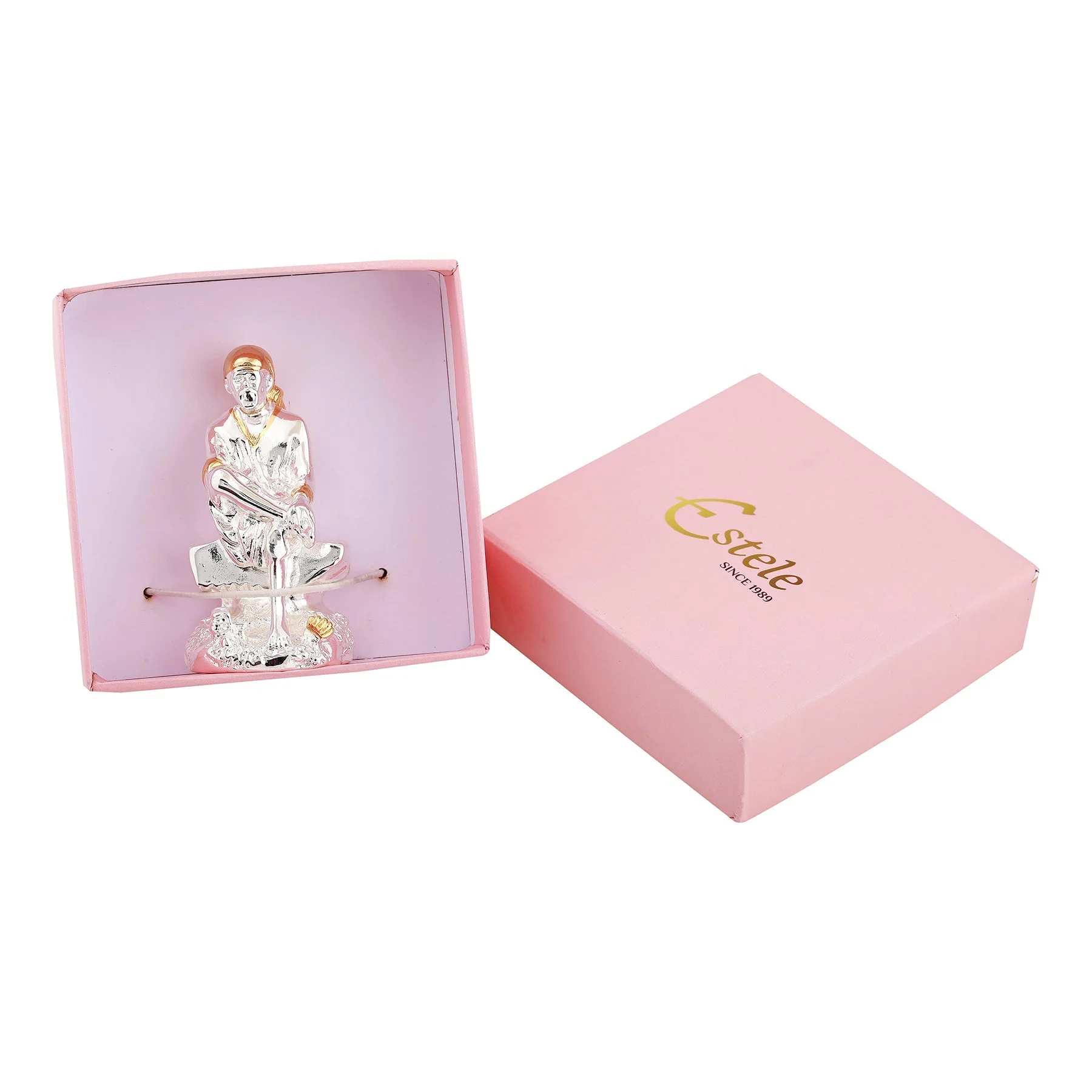 Estele Gold & Rhodium Plated Divine Shirdi Sai Baba Idol For Pooja/Gifts/Car Decor. - Image 6
