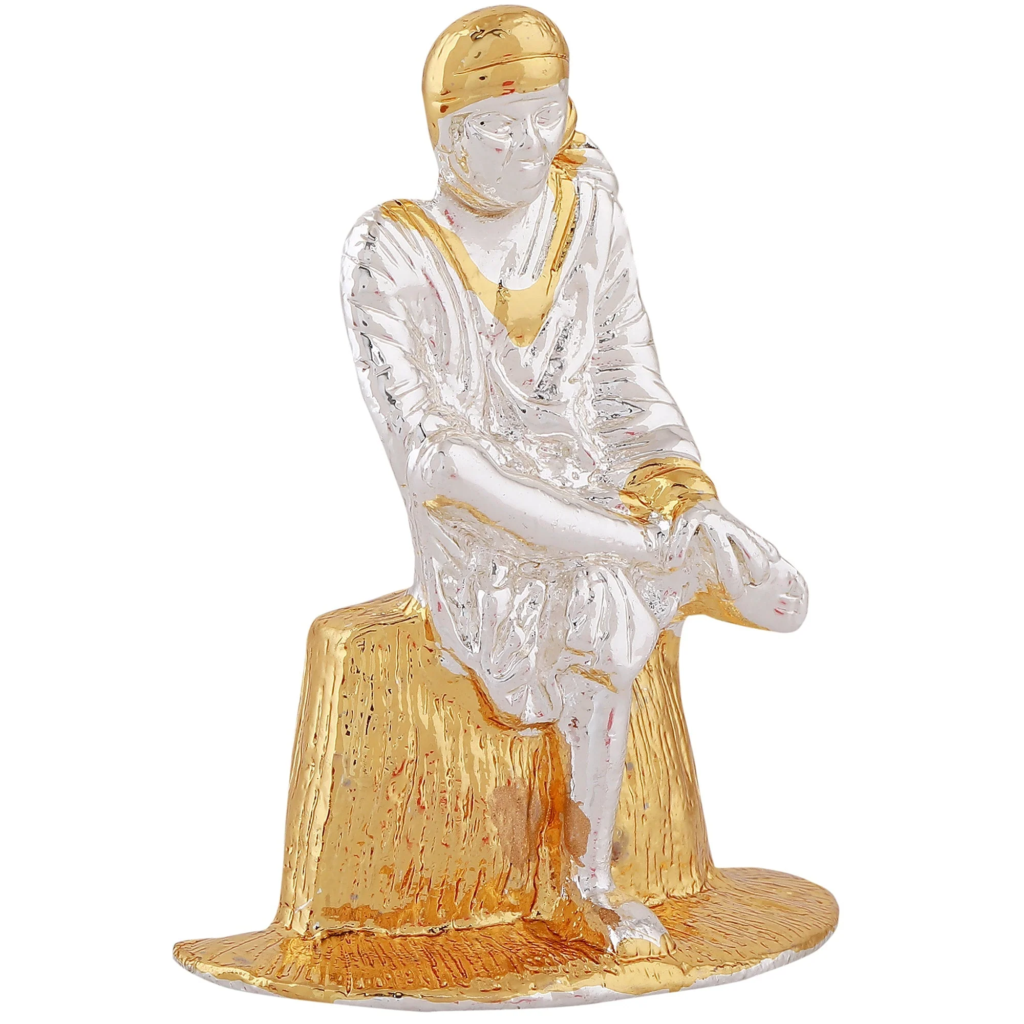 Estele Gold & Rhodium Plated Divine Shirdi Sai Baba Idol For Pooja/Home/Car Decor. - Image 3