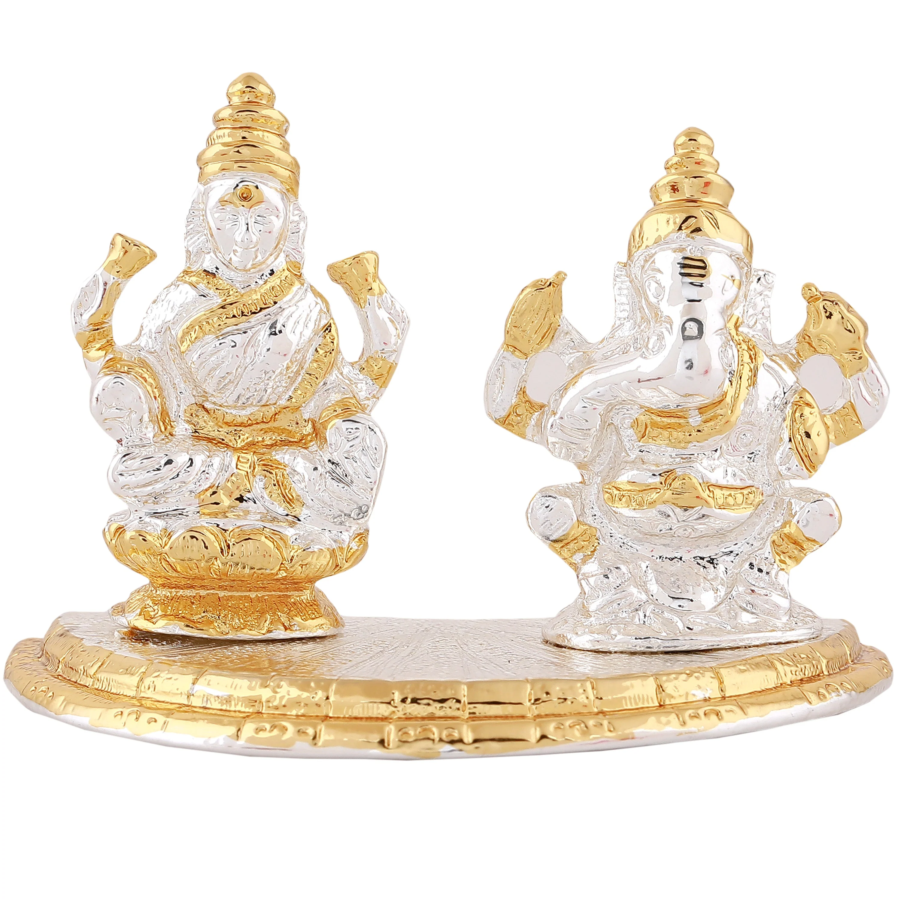 Estele Gold & Rhodium Plated Godess Lakshmi Ji & Lord Ganesh Idol - Image 2