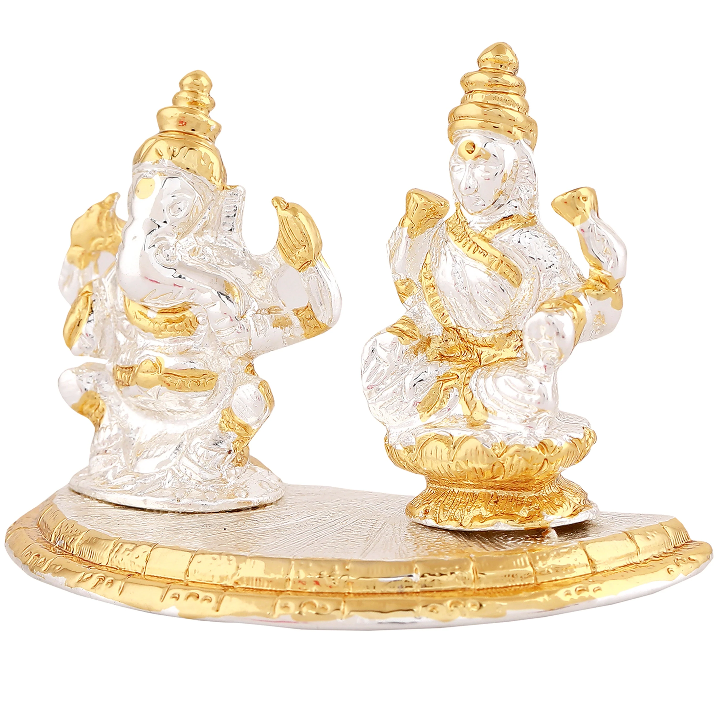 Estele Gold & Rhodium Plated Godess Lakshmi Ji & Lord Ganesh Idol - Image 6