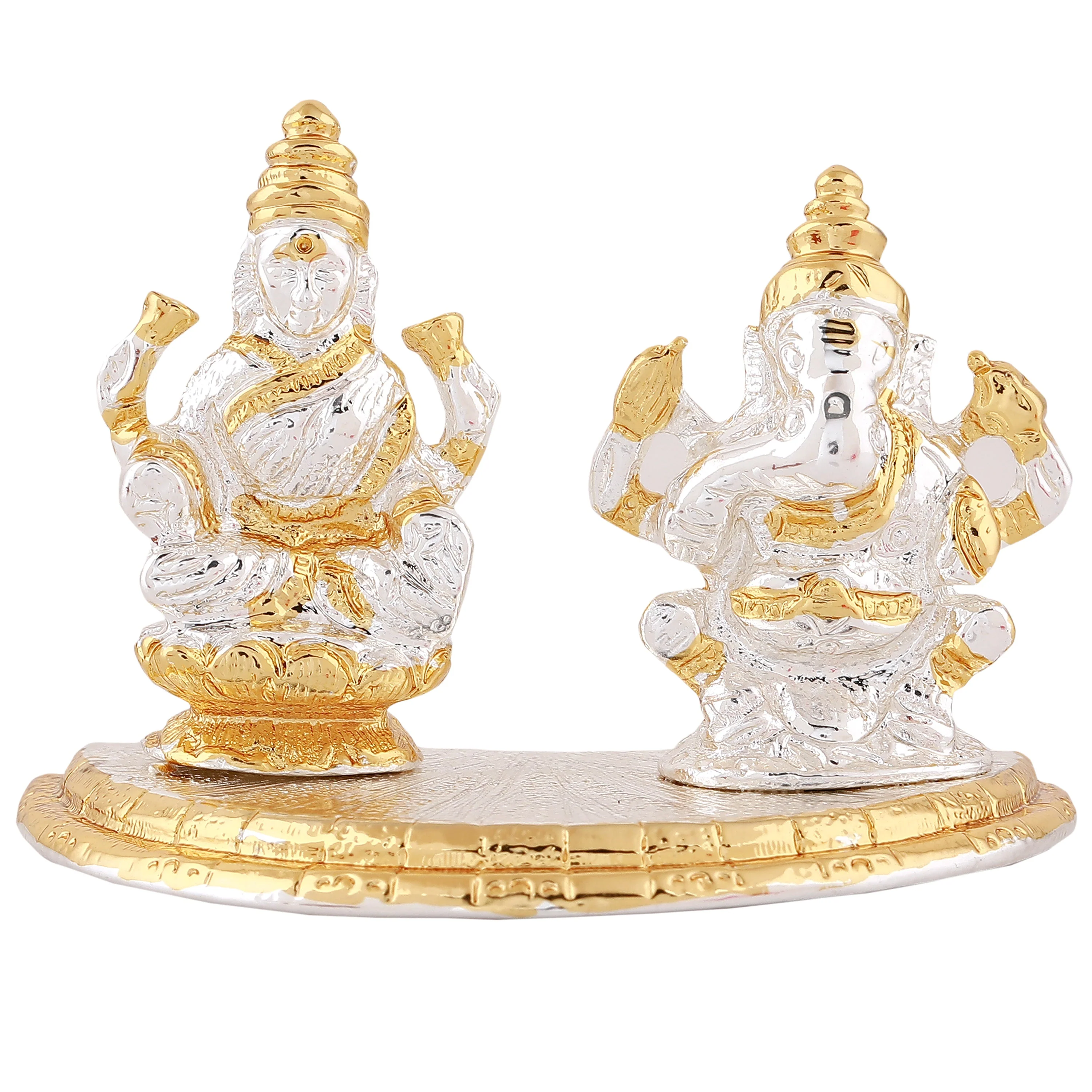 Estele Gold & Rhodium Plated Godess Lakshmi Ji & Lord Ganesh Idol - Image 7