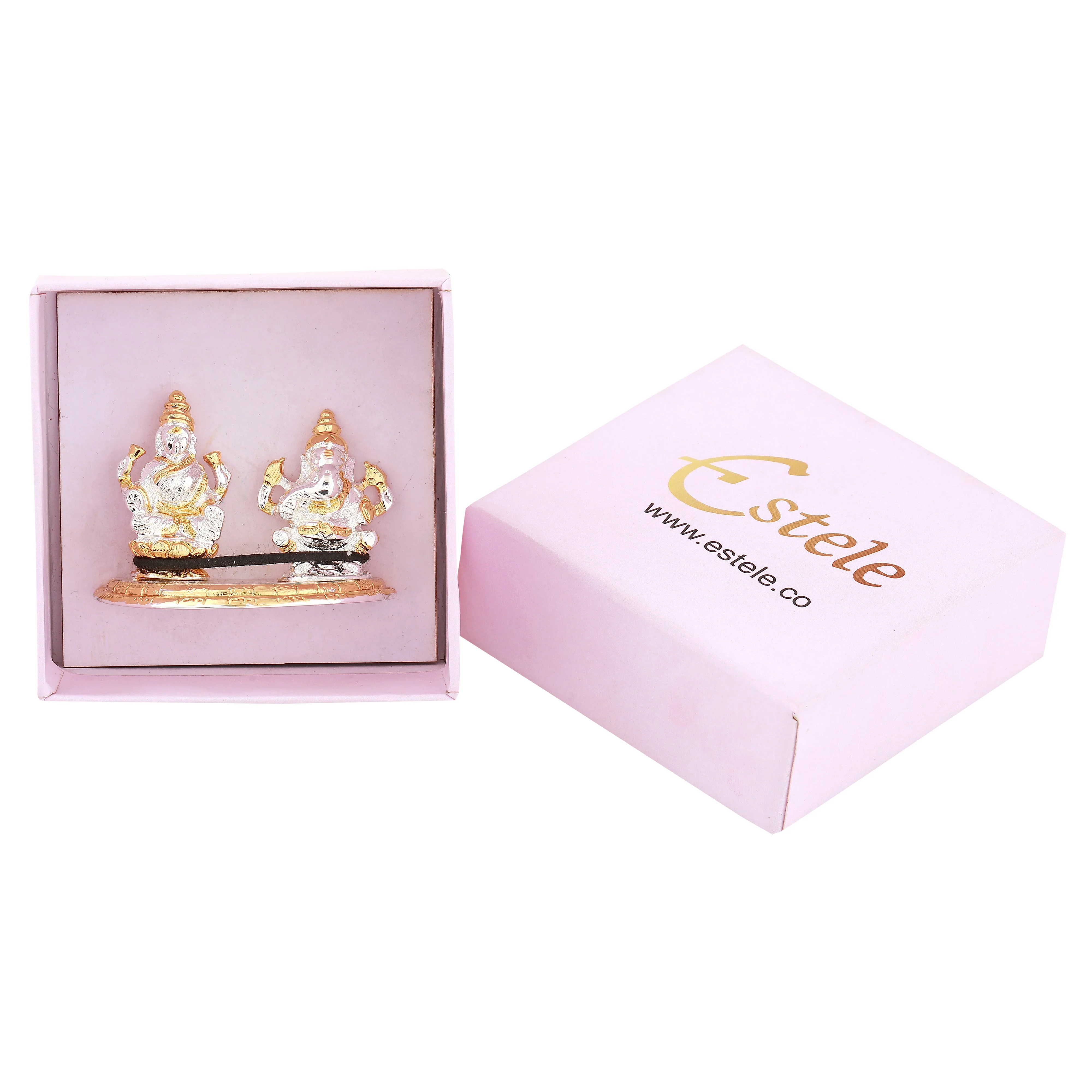 Estele Gold & Rhodium Plated Godess Lakshmi Ji & Lord Ganesh Idol - Image 8