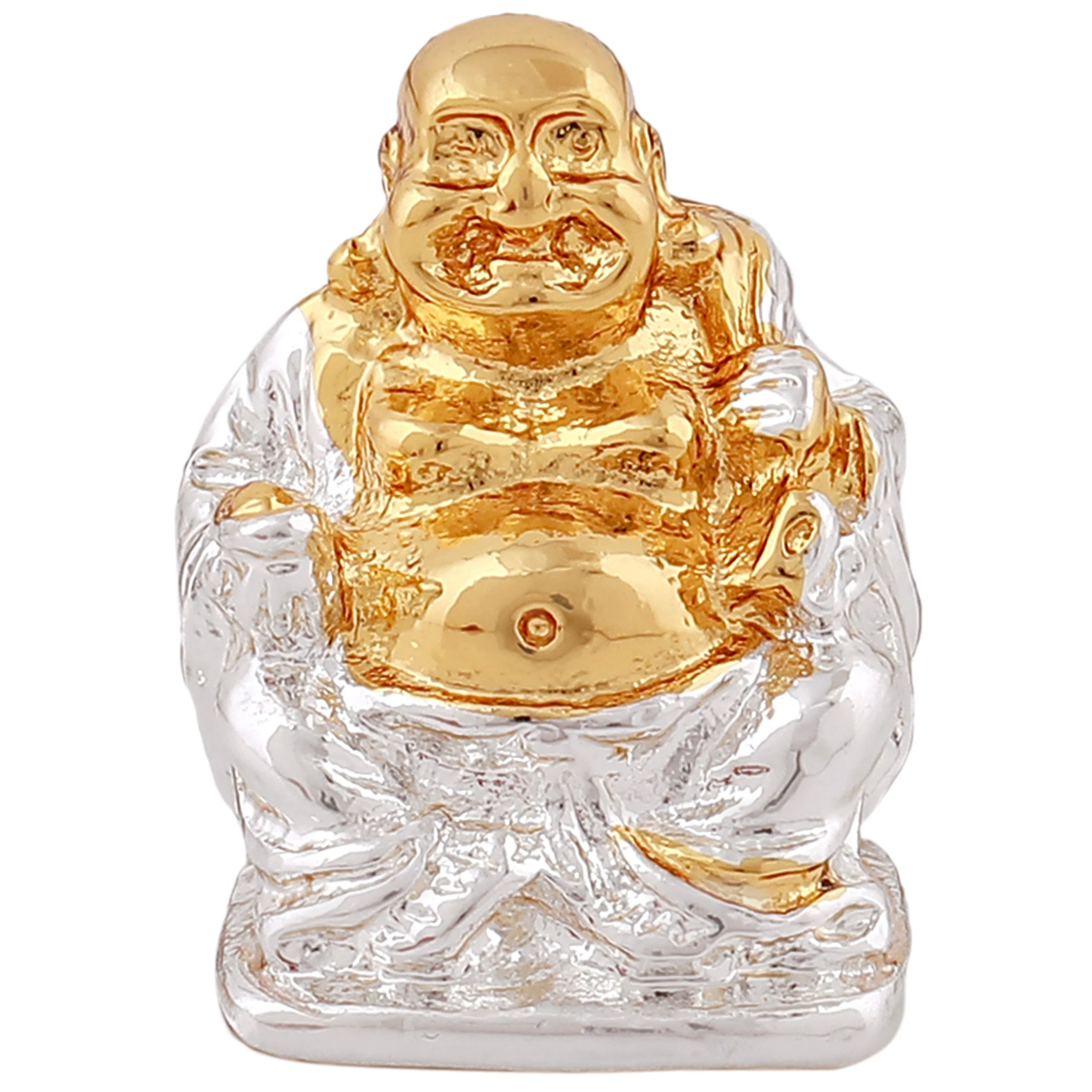 Estele Gold & Rhodium Plated Laughing Buddha Statue With Potli Showpiece For Perfect Home And Office Decor. - Image 2