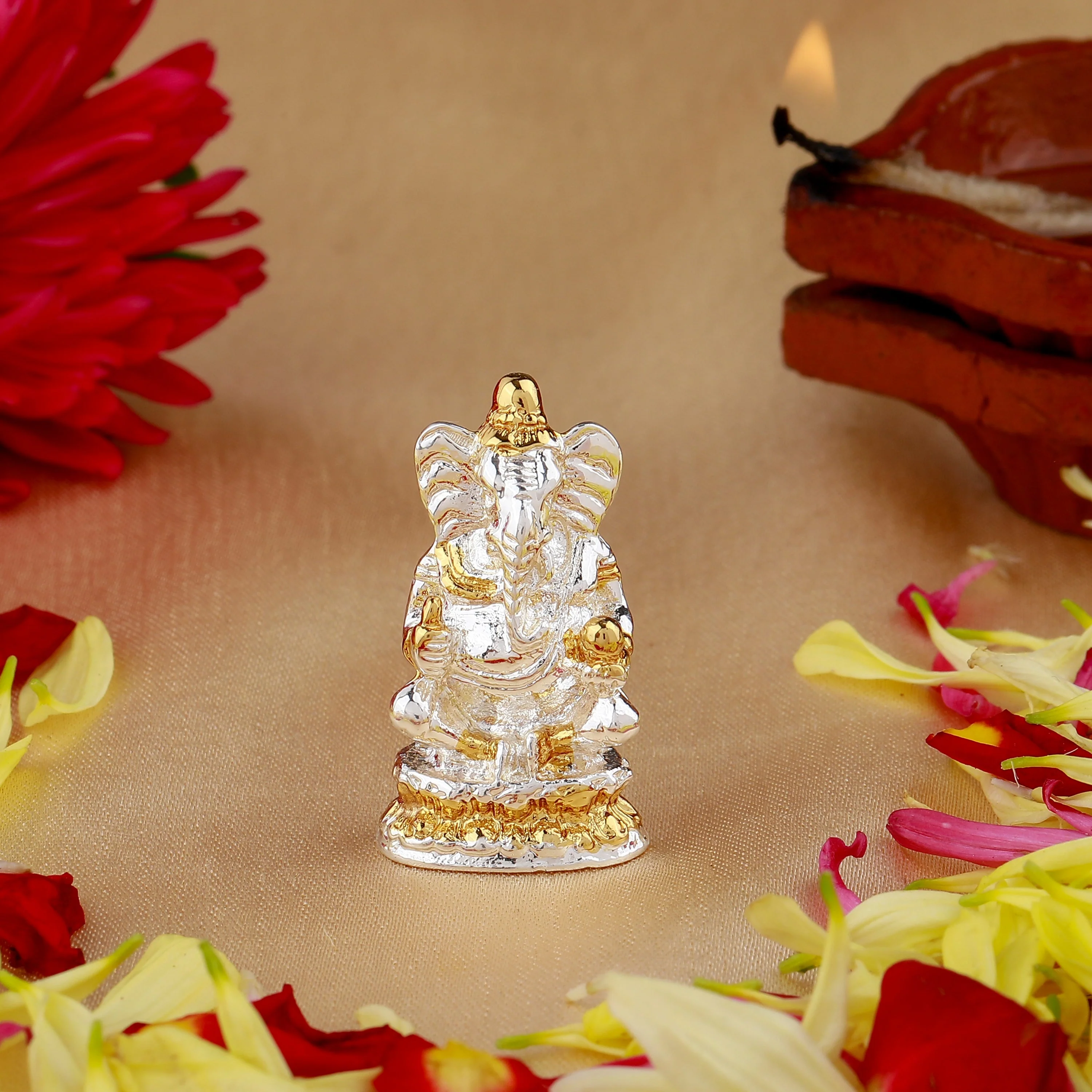 Estele Gold & Rhodium Plated Lord Ganesha Idol