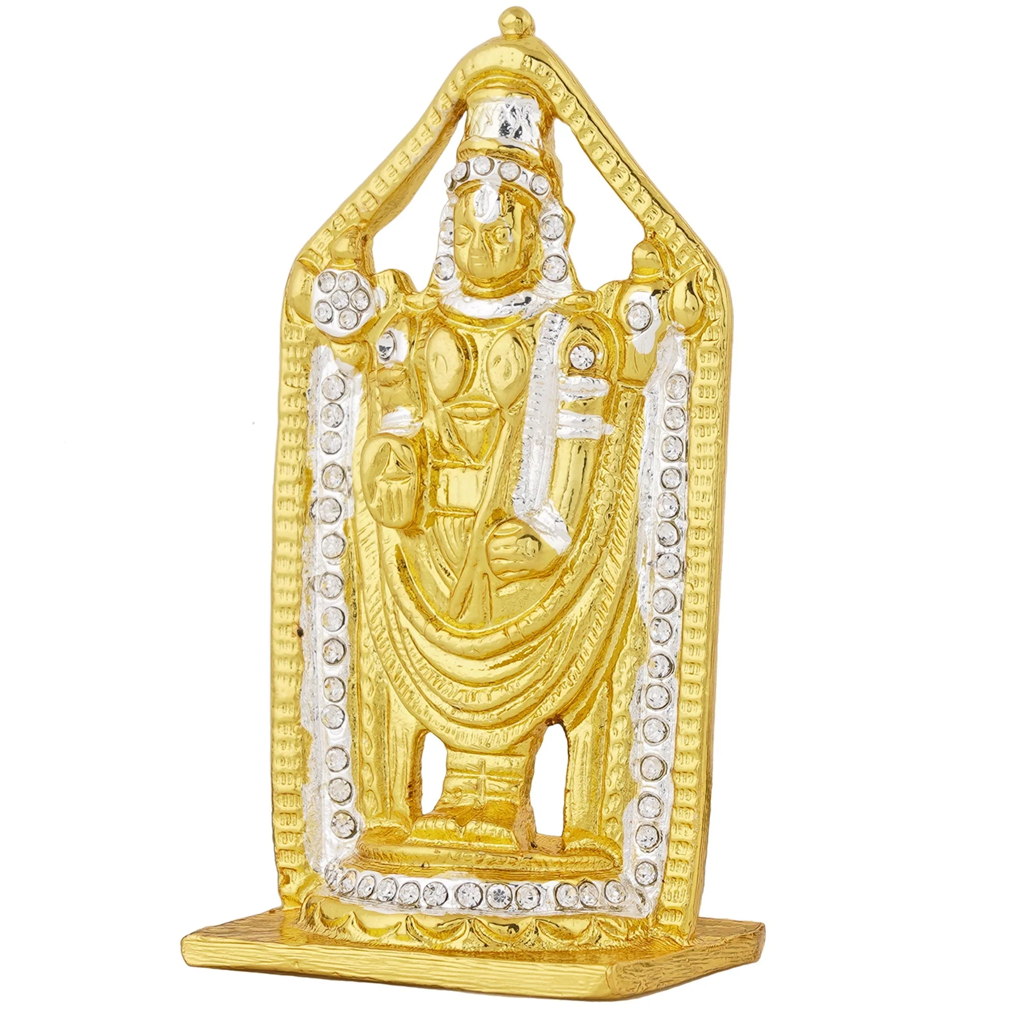 Estele Gold & Rhodium Plated Lord Tirupati Balaji Idol Showpiece For Pooja Mandir/ Home Decorative - Image 3