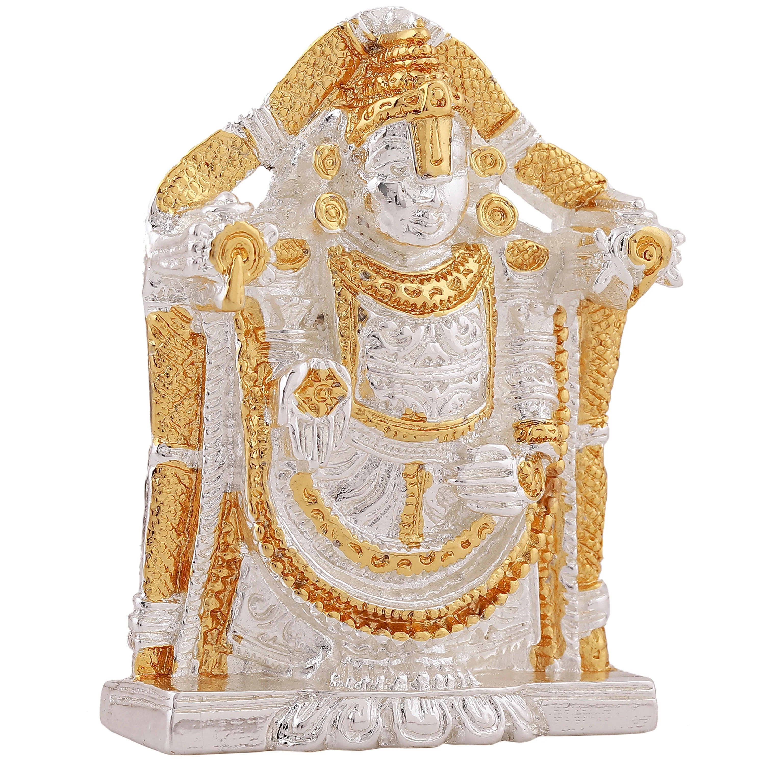 Estele Gold & Rhodium Plated Lord Tirupati Balaji Idol Showpiece For Pooja Mandir/ Home Decorative - Image 3