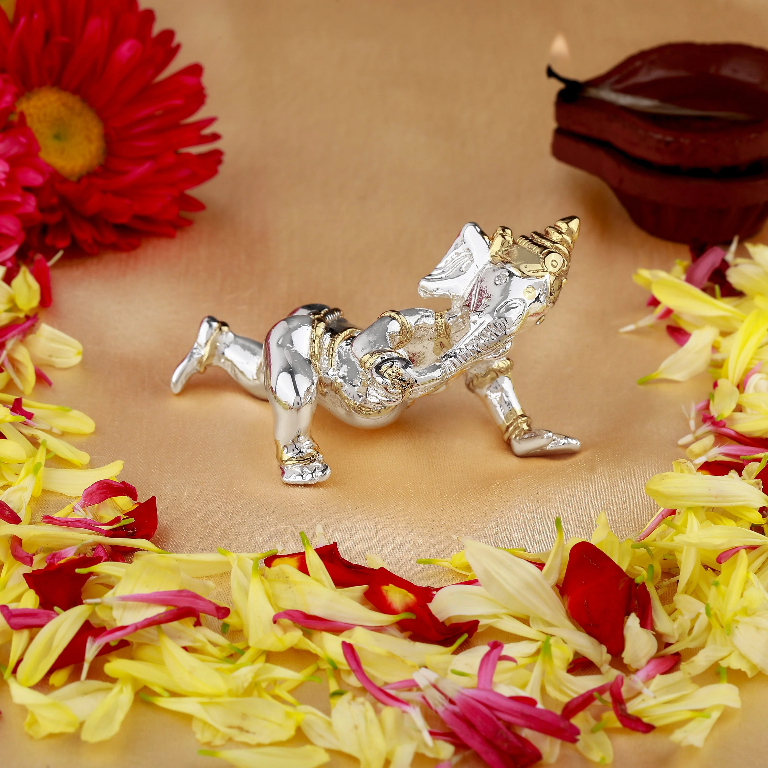 Estele Gold & Rhodium Plated Spiritual Lord Bal Ganesh Idol For Gifts & House Warming/Home/Office Decors. - Image 10