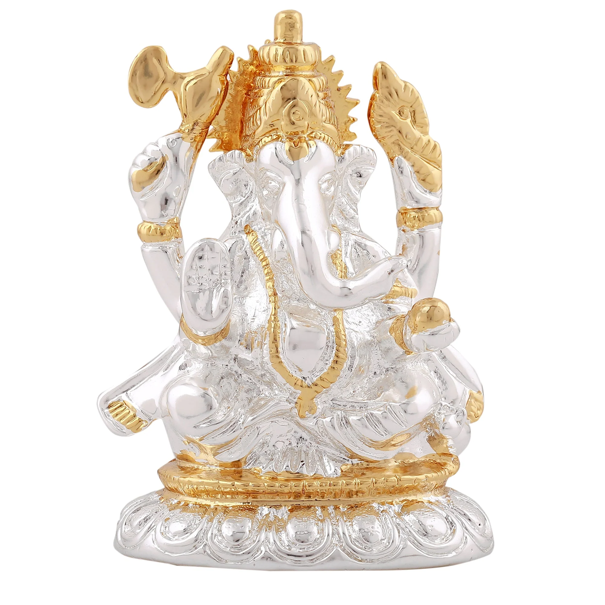 Estele Gold & Rhodium Plated Spiritual Lord Bal Ganesh Idol For Gifts & House Warming/Home/Office Decors. - Image 2
