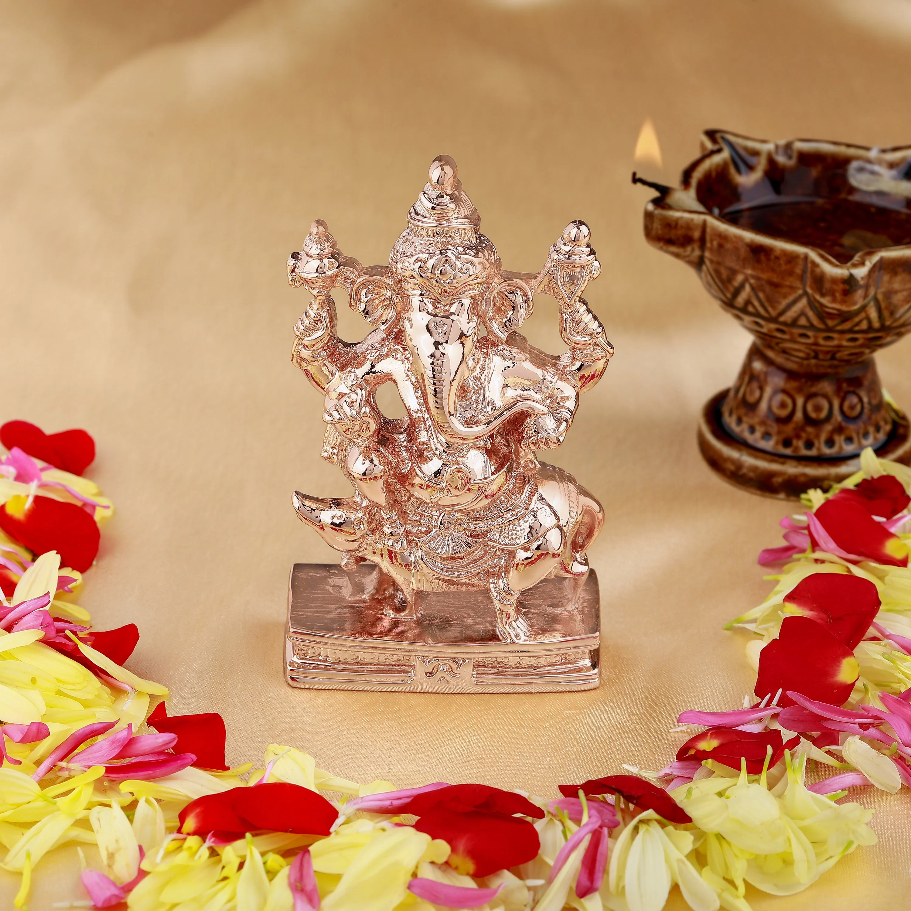Estele Pink Gold Plated Lord Ganesha Idol - Image 2