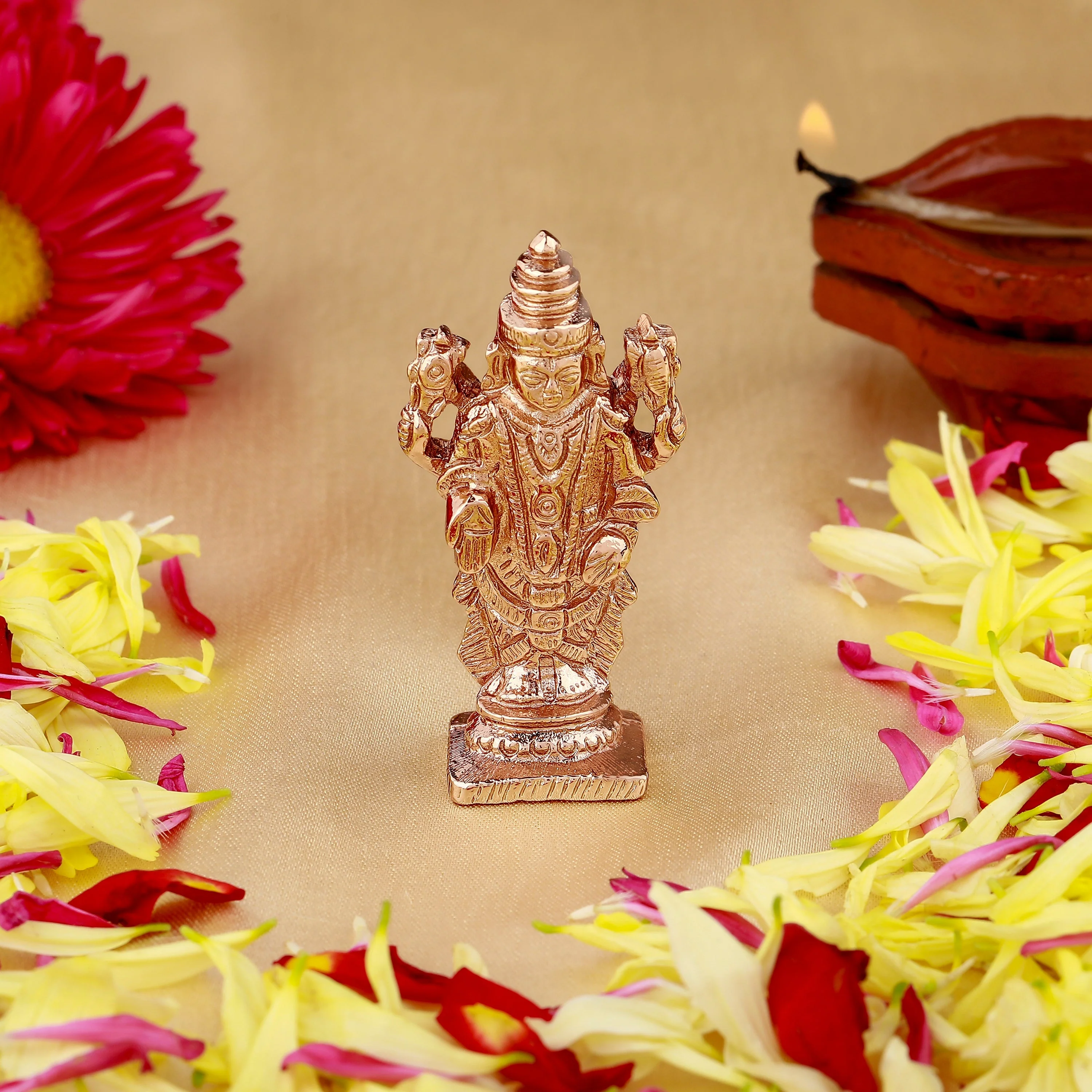 Estele Pink/ Rosegold Plated Lord Tirupati Balaji Idol Showpiece For Pooja Mandir/ Home Decorative - Image 8