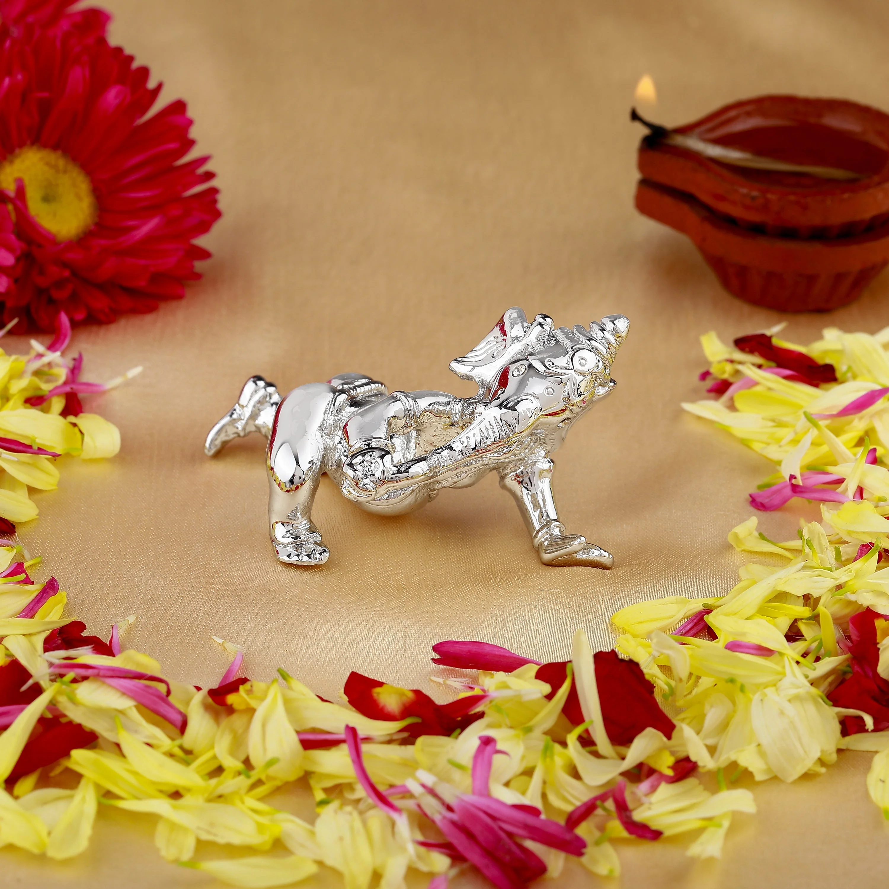 Estele Rhodium Plated Bal Spiritual Lord Ganesh Idol For Gifts & House Warming/Home/Office Decors. - Image 8