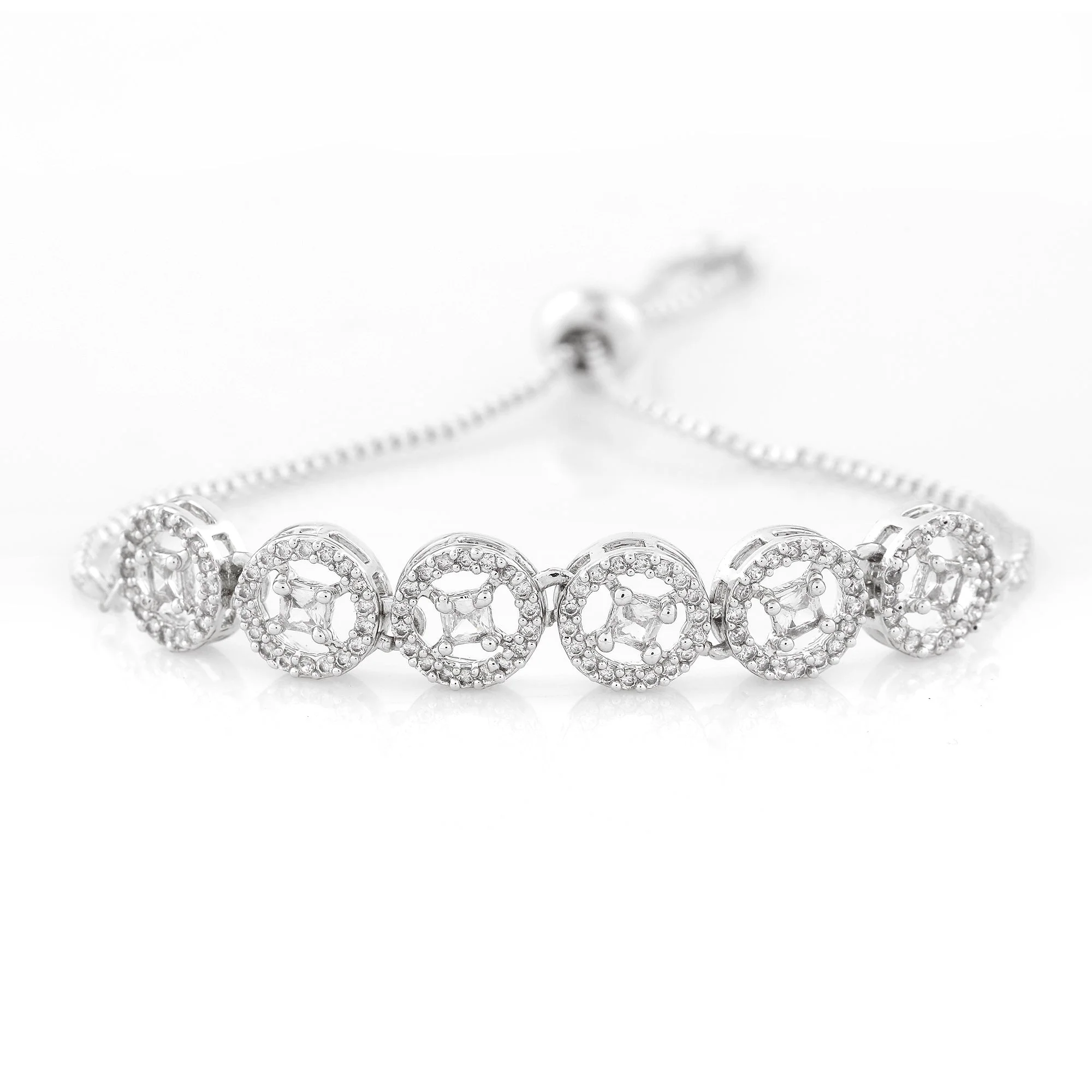 Estele Rhodium Plated Cz Rotating Glitter Bracelet For Women - Image 3