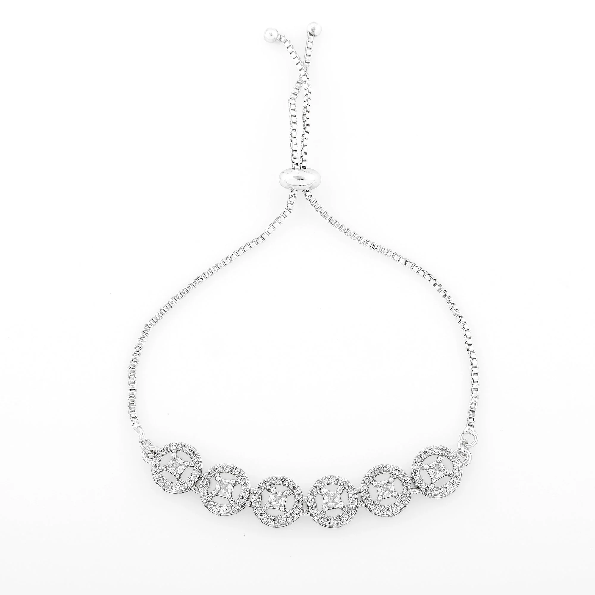 Estele Rhodium Plated Cz Rotating Glitter Bracelet For Women - Image 4