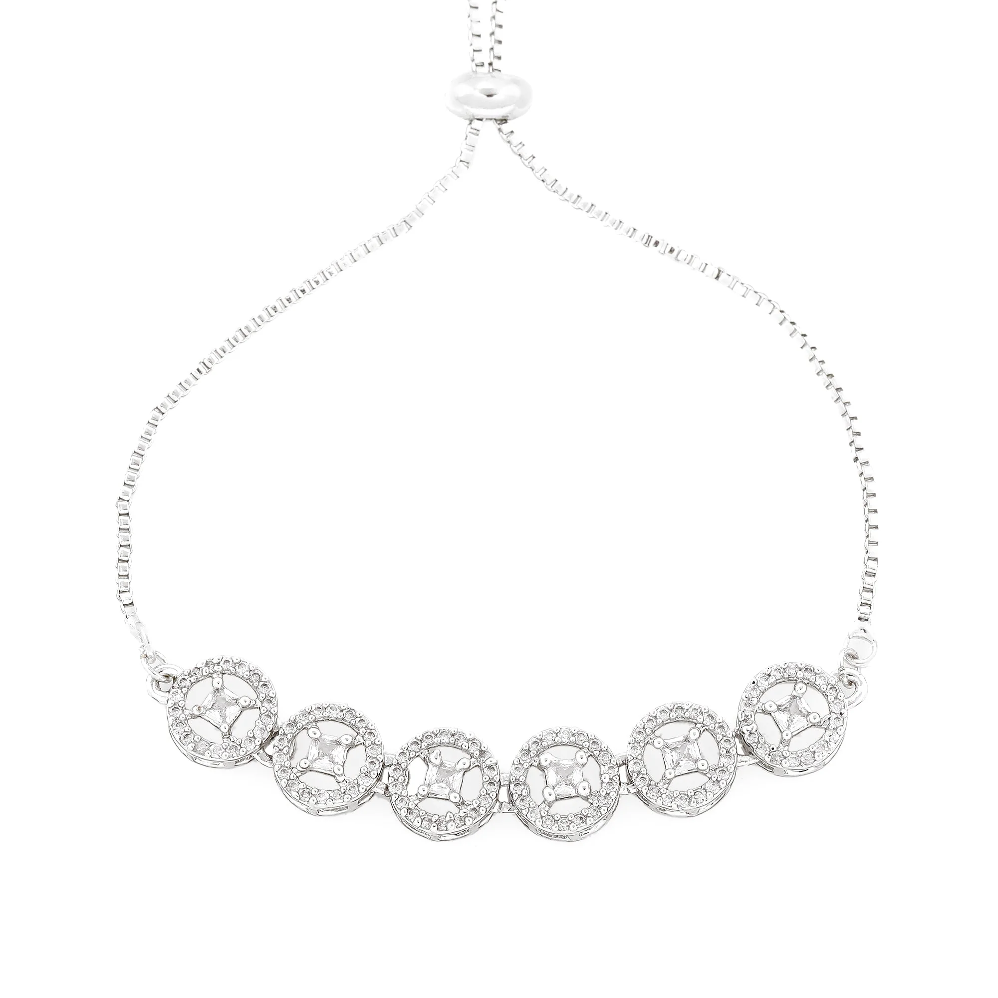 Estele Rhodium Plated Cz Rotating Glitter Bracelet For Women - Image 7