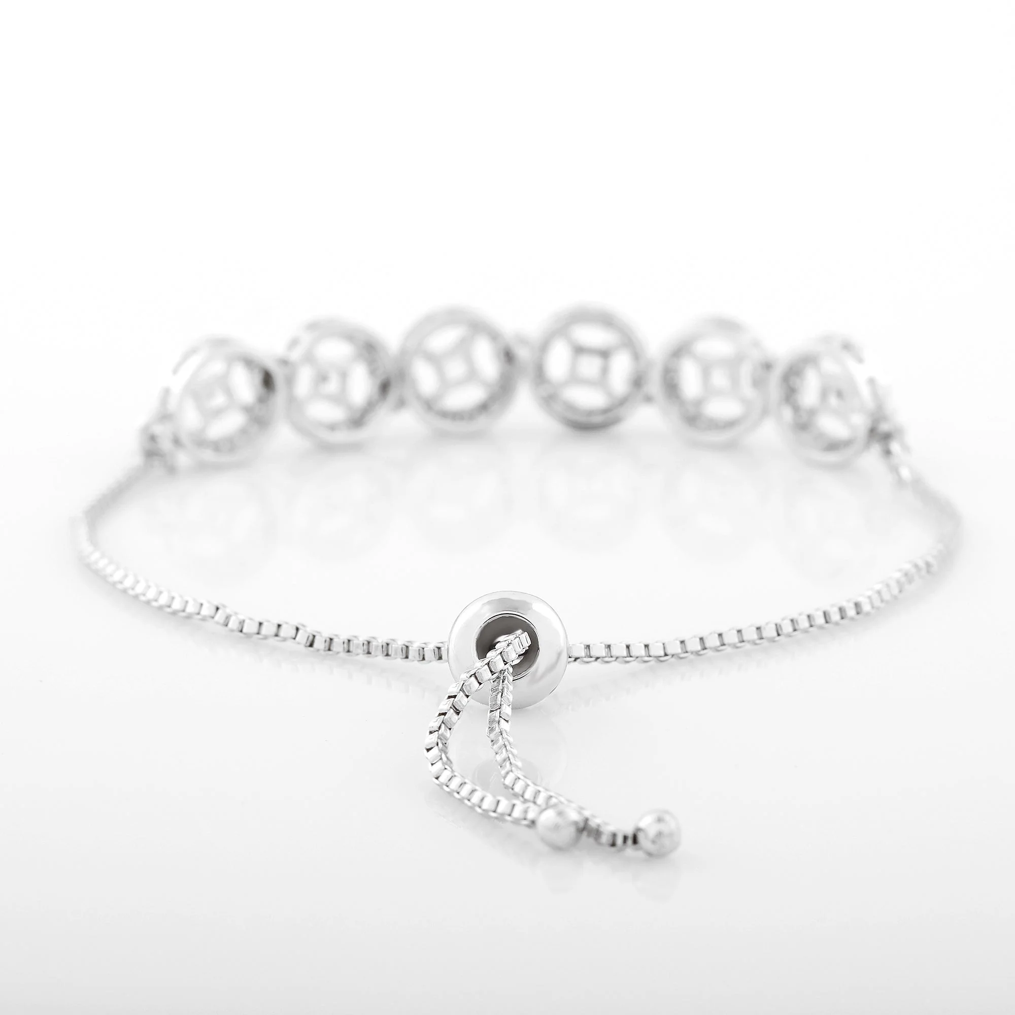 Estele Rhodium Plated Cz Rotating Glitter Bracelet For Women - Image 8