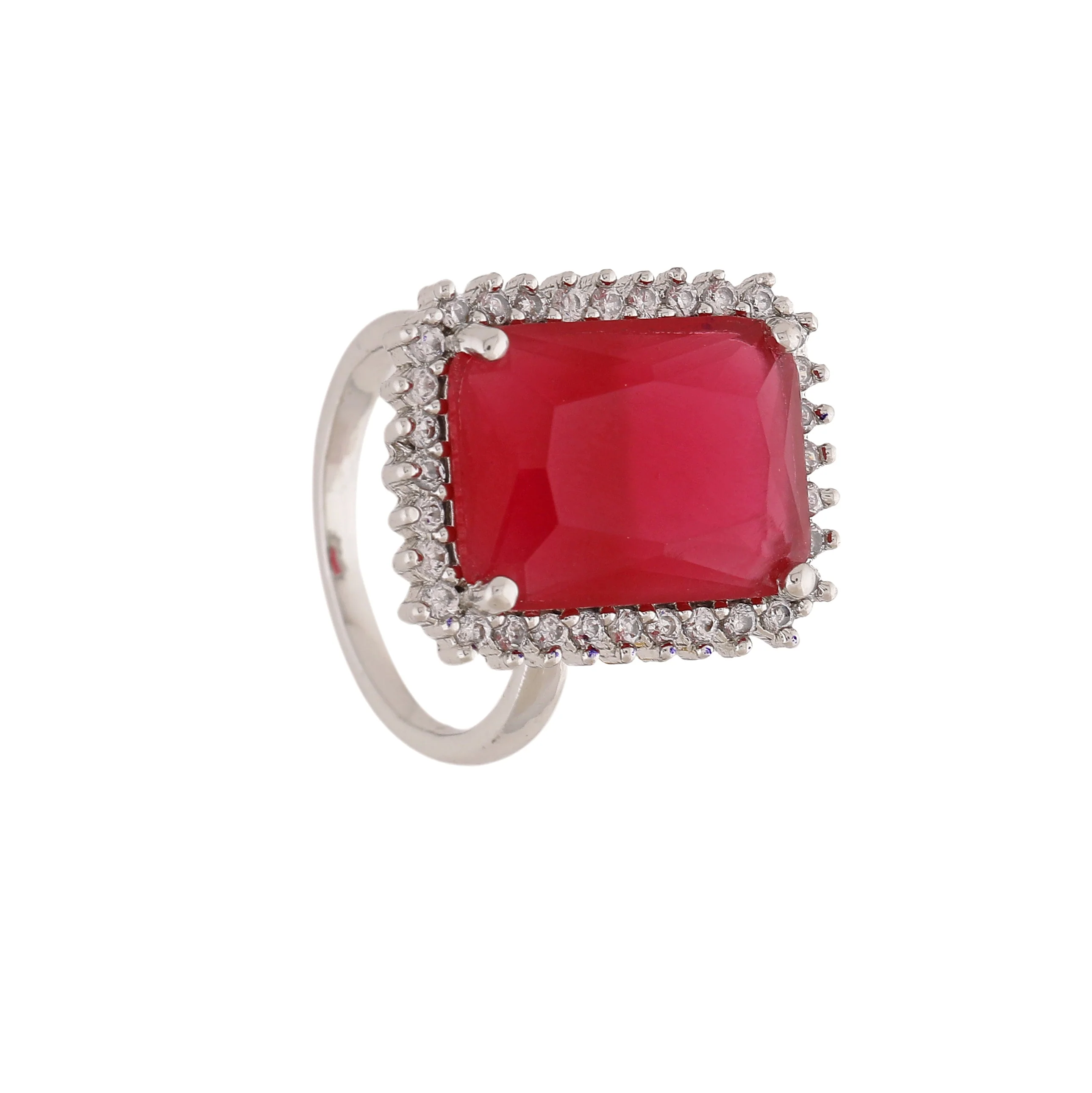 Estele Rhodium Plated Cz Sparkling Finger Ring For Women(Adjustable) - Image 6