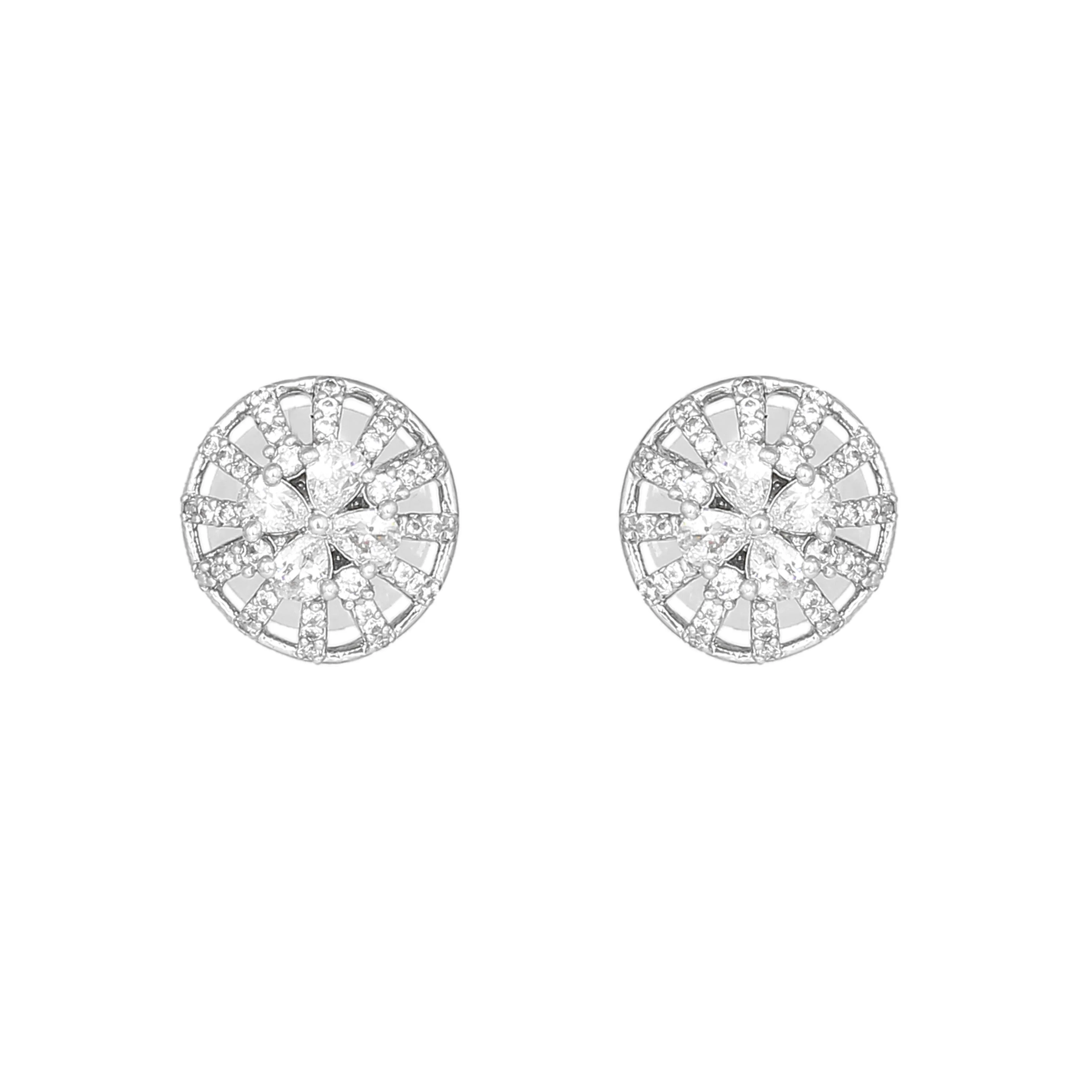 Estele Rhodium Plated CZ Twinkling Stud Earrings for Women - Image 2
