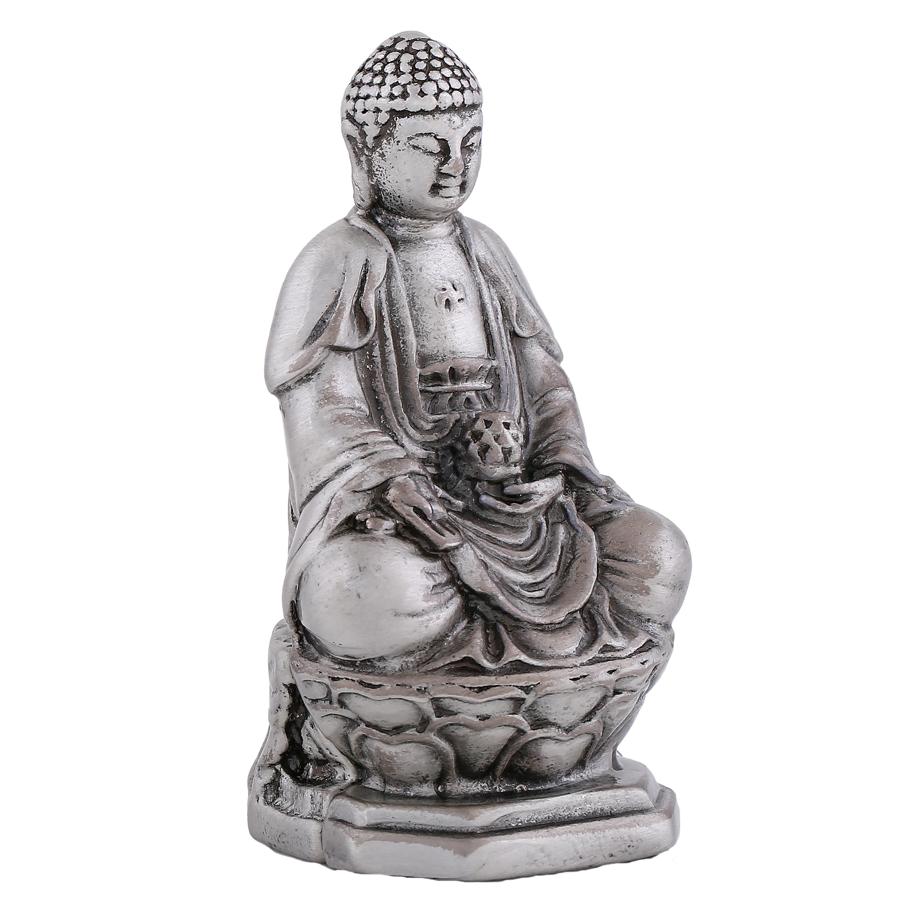 Estele Rhodium Plated Decorative Meditating Gautam Buddha Idol - Image 3