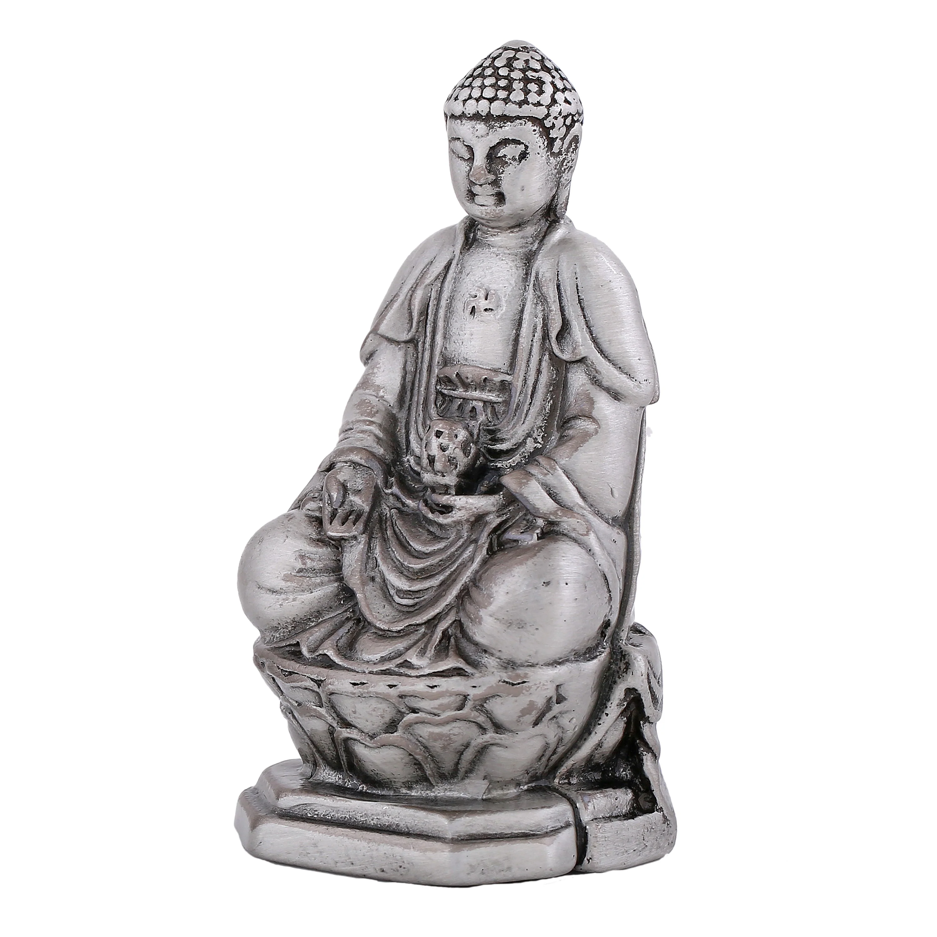 Estele Rhodium Plated Decorative Meditating Gautam Buddha Idol - Image 4