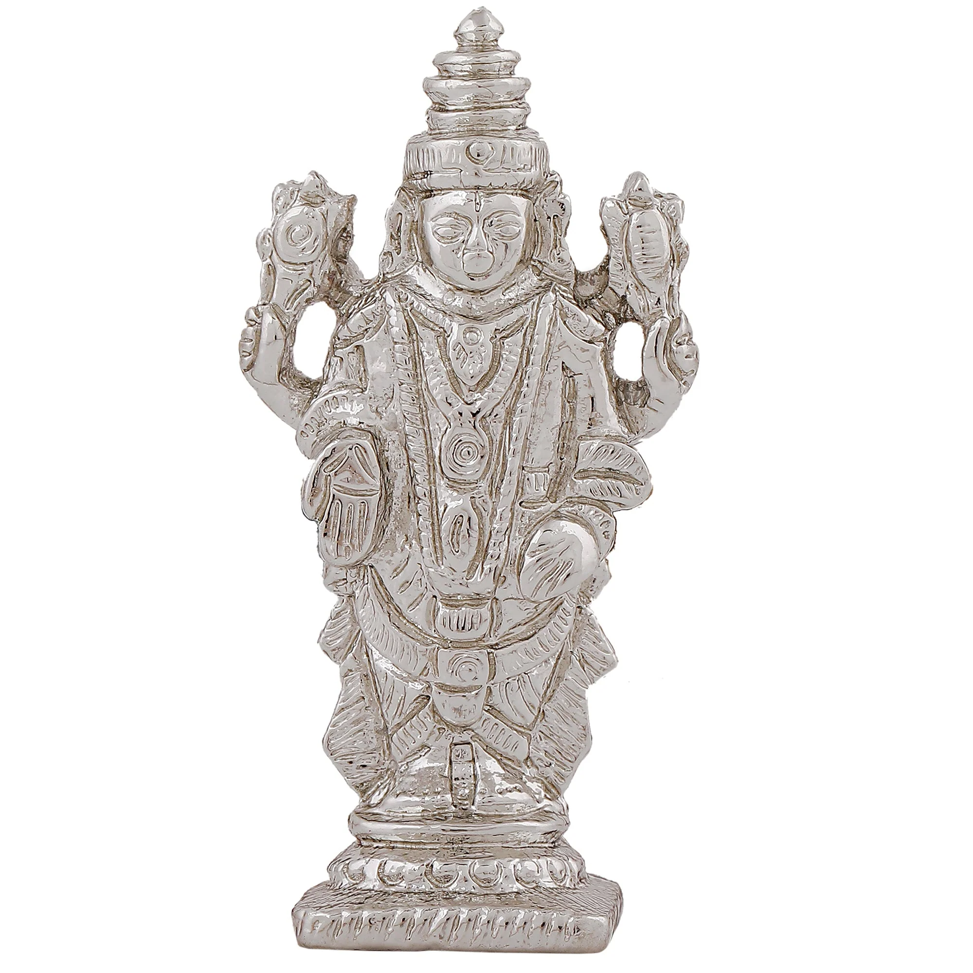 Estele Rhodium Plated Lord Tirupati Balaji Idol Showpiece For Pooja Mandir/ Home Decorative - Image 2