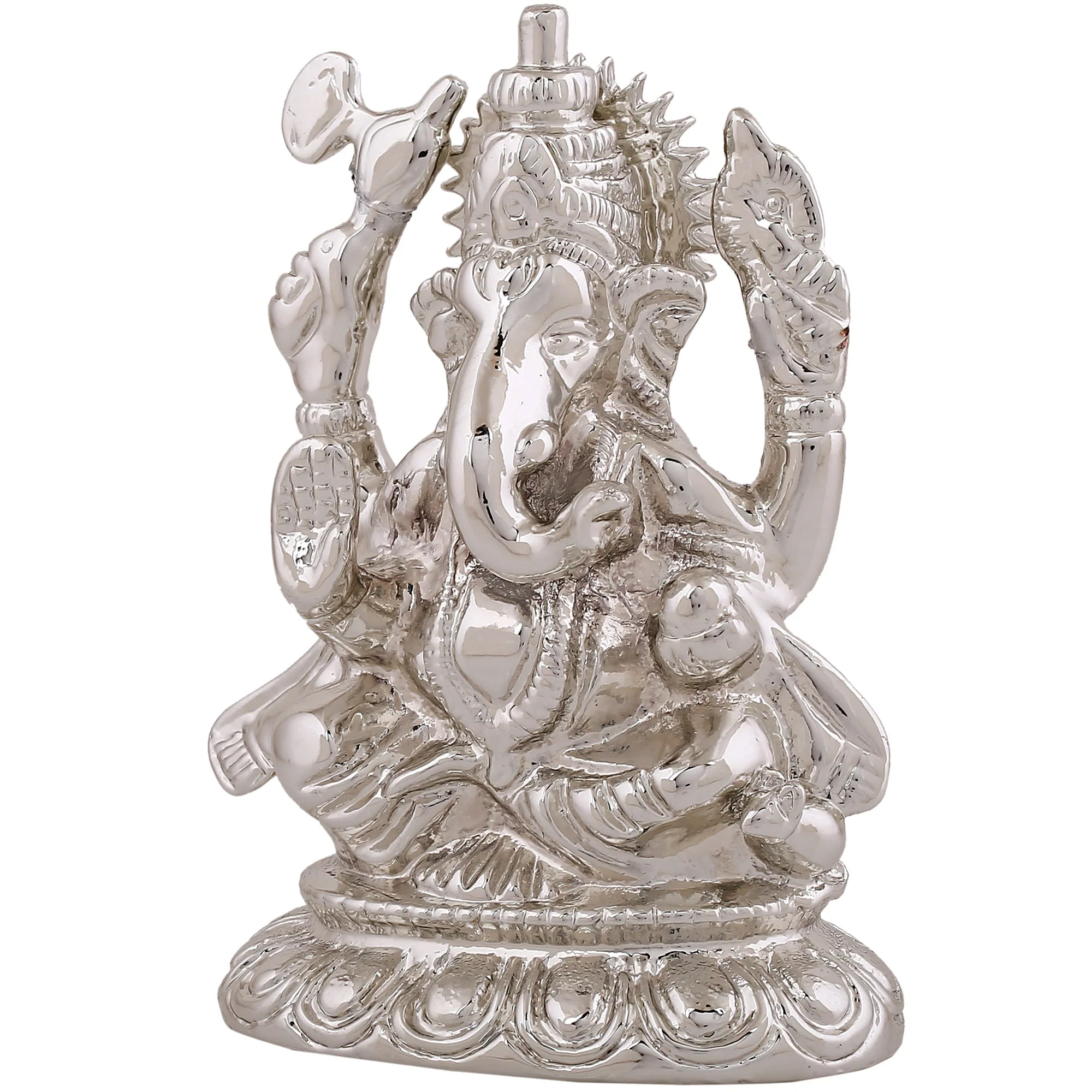 Estele Rhodium Plated Spiritual Lord Ganesh Idol For Gifts & House Warming/Home/Office Decors. - Image 8