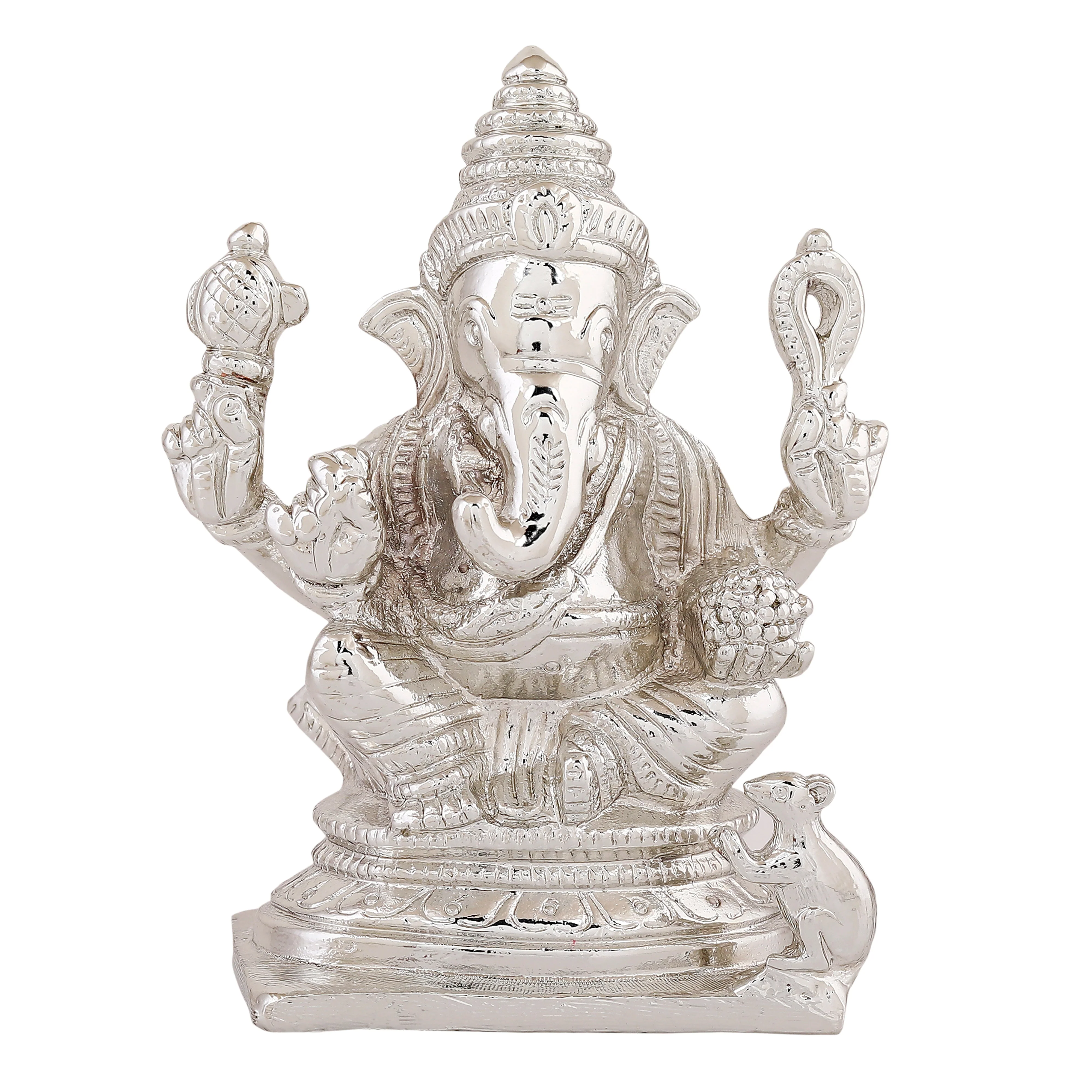 Estele Rhodium Plated Spiritual Lord Ganesh Idol For Gifts & House Warming/Home/Office Decors. - Image 2