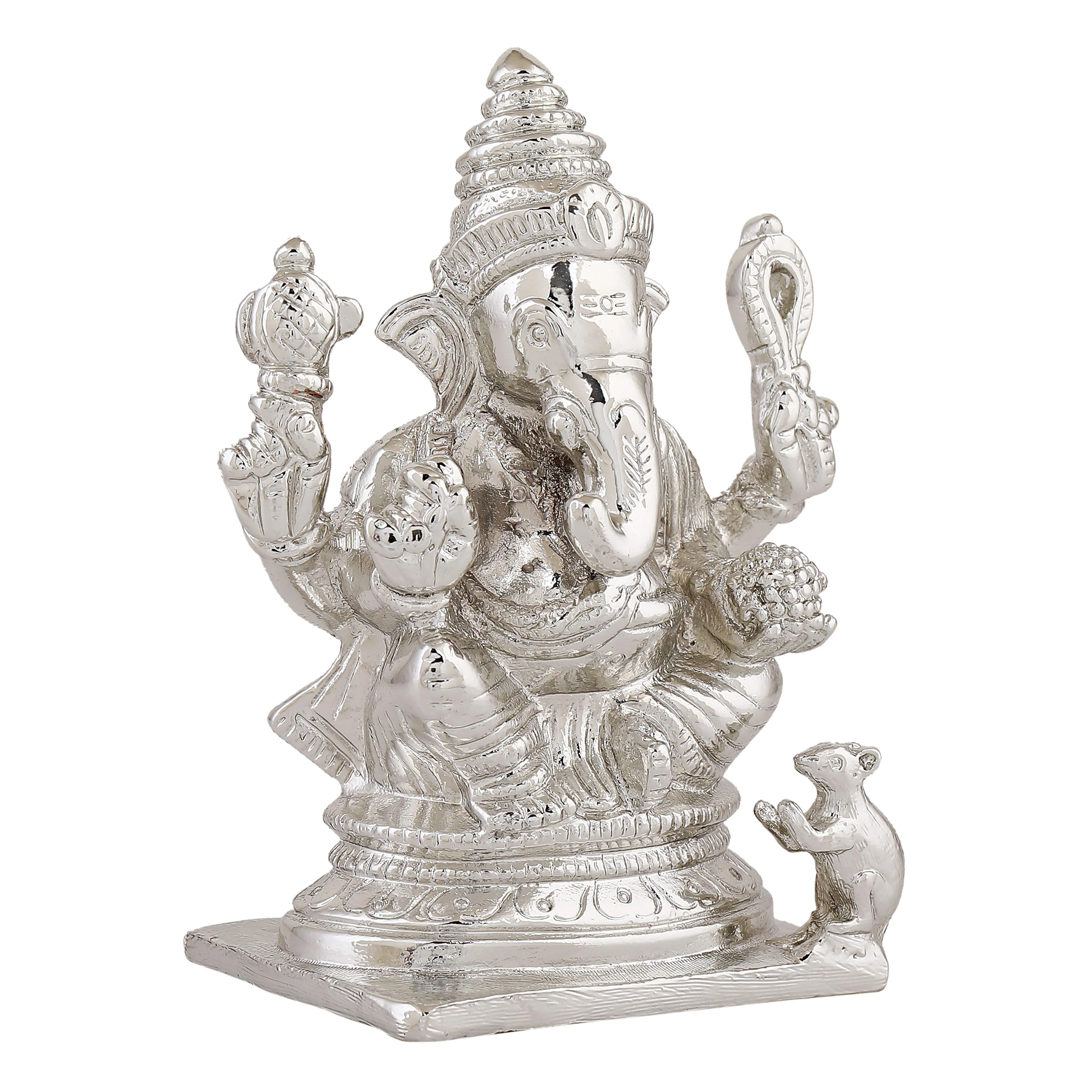 Estele Rhodium Plated Spiritual Lord Ganesh Idol For Gifts & House Warming/Home/Office Decors. - Image 3