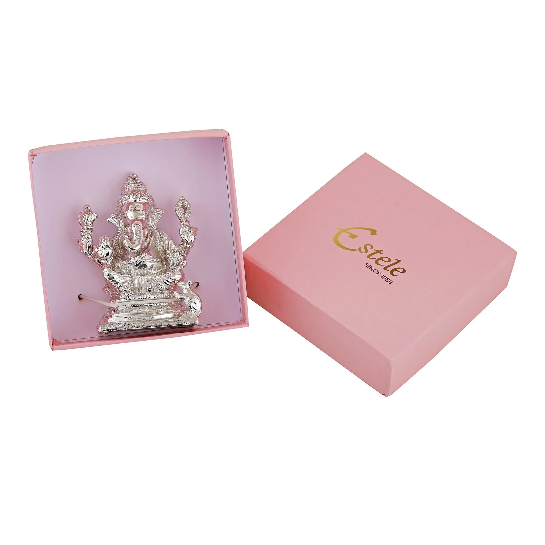 Estele Rhodium Plated Spiritual Lord Ganesh Idol For Gifts & House Warming/Home/Office Decors. - Image 6