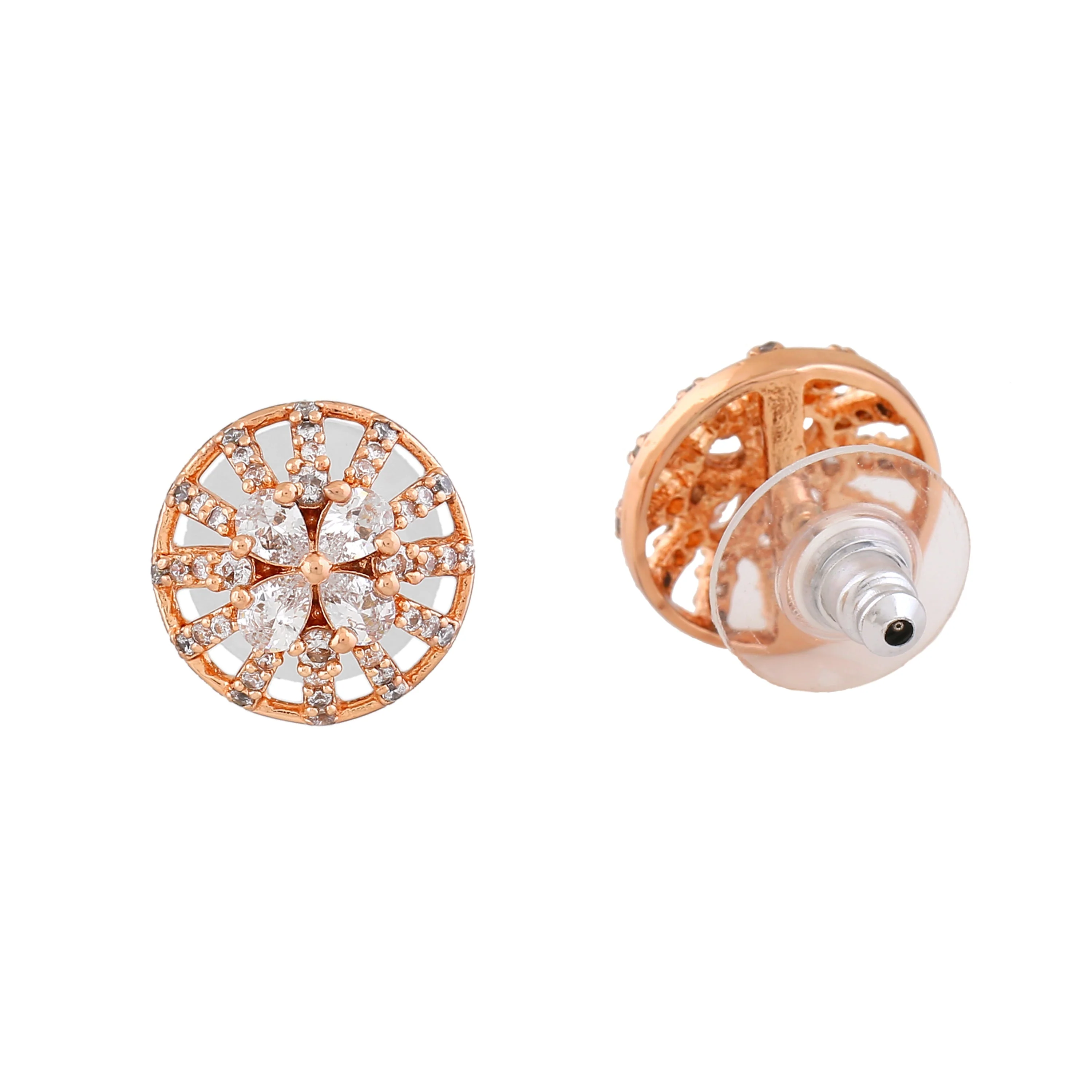 Estele Rose Gold Plated Cz Twinkling Stud Earrings For Women - Image 4