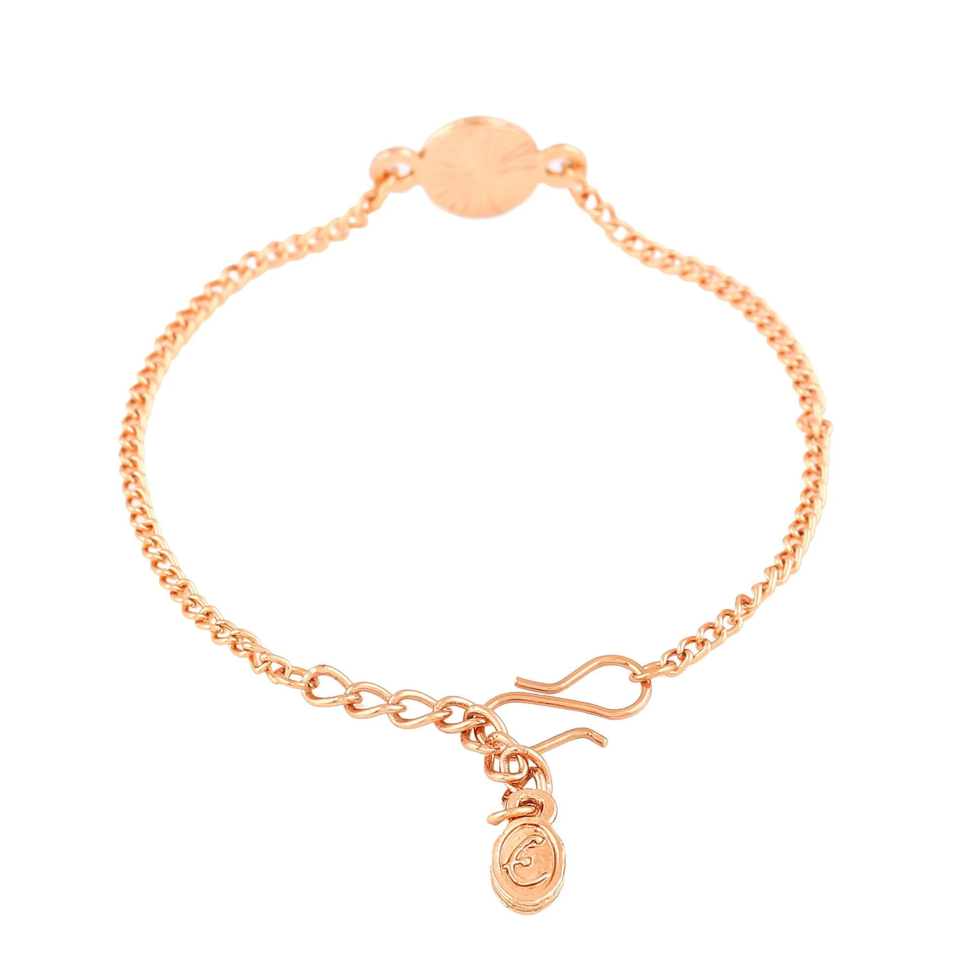 Estele Rose Gold Plated Round Evil Eye Navy Blue & White Rakhi Charm Bracelet - Image 8