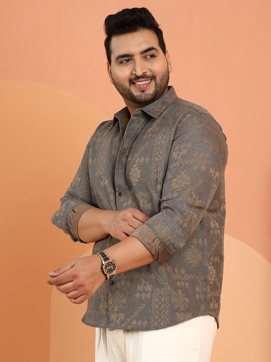 Ethnic-Motif Woven Shirt - Image 3