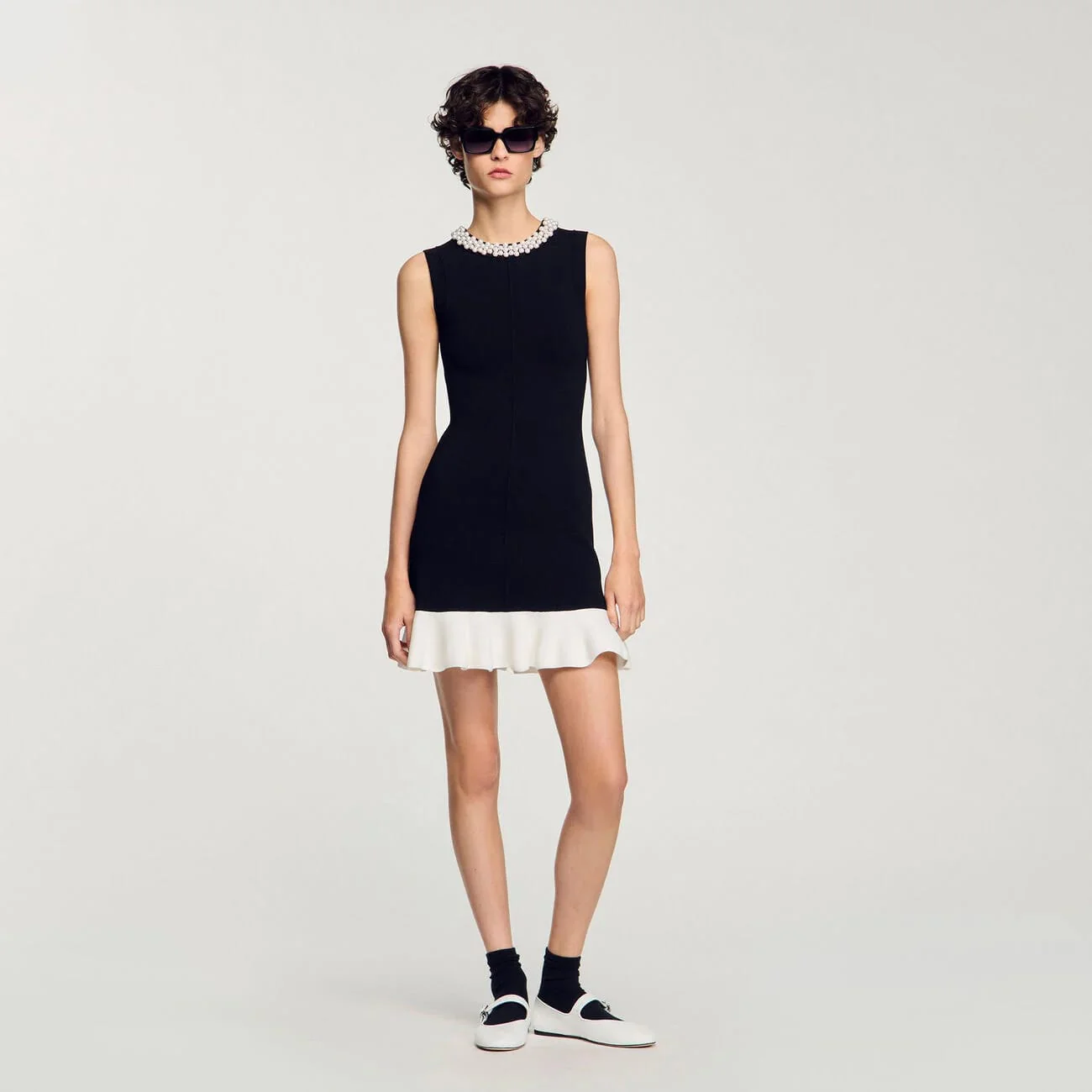 Everleigh Sandro Pearl Knit Short Dress
