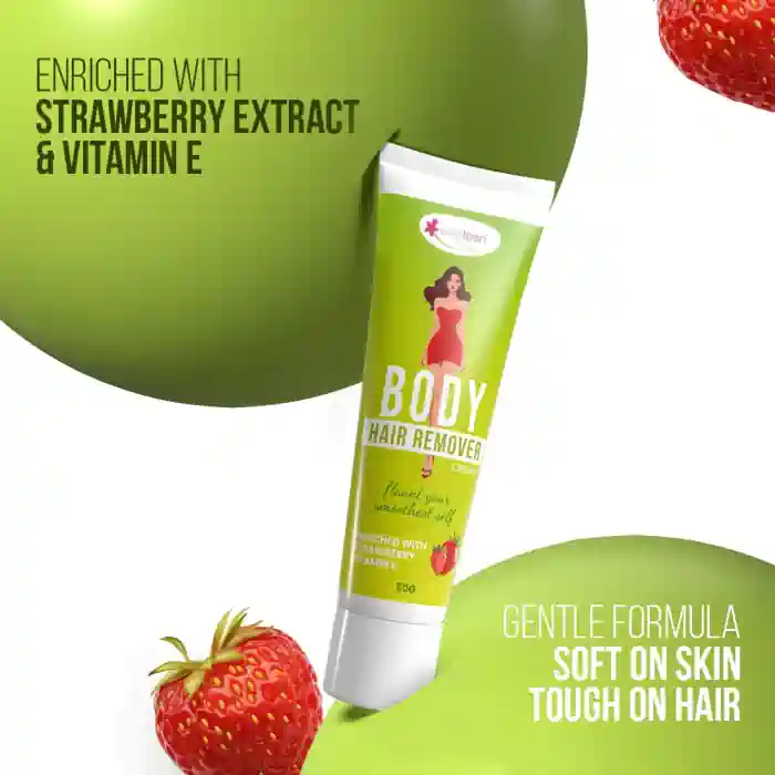 everteen Body Hair Remover Cream for Women enriched with Strawberry, Vitamin E, Almond Oil and Allantoin - 50g - Image 3