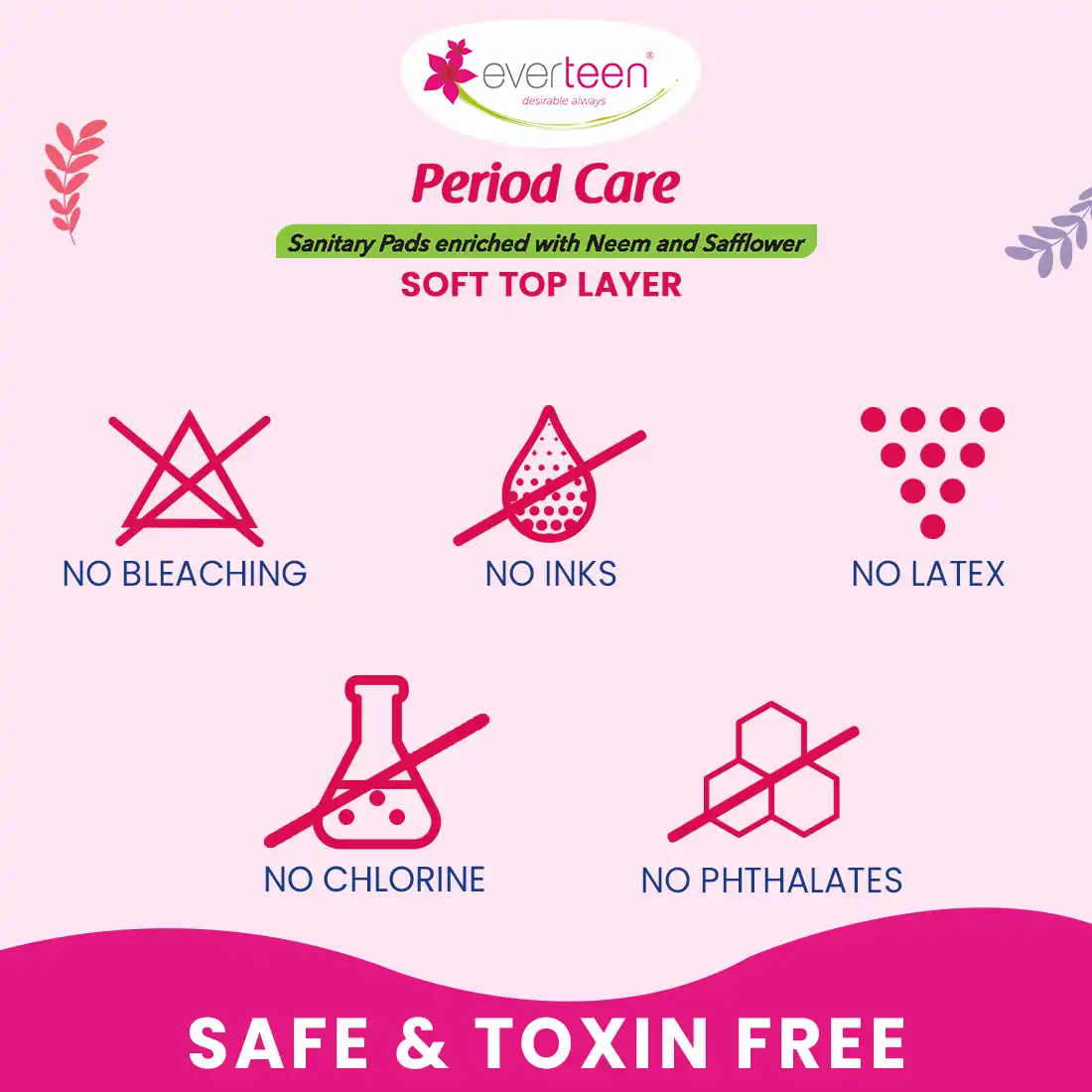 everteen Period Care XL Soft 40 Sanitary Pads Enriched with Neem and Safflower For Medium Flow - Image 4