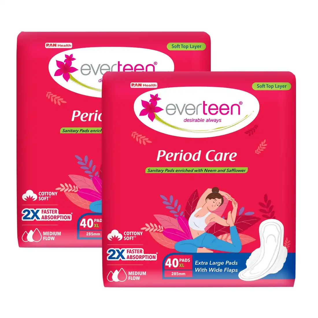 everteen Period Care XL Soft 40 Sanitary Pads Enriched with Neem and Safflower For Medium Flow - Image 9