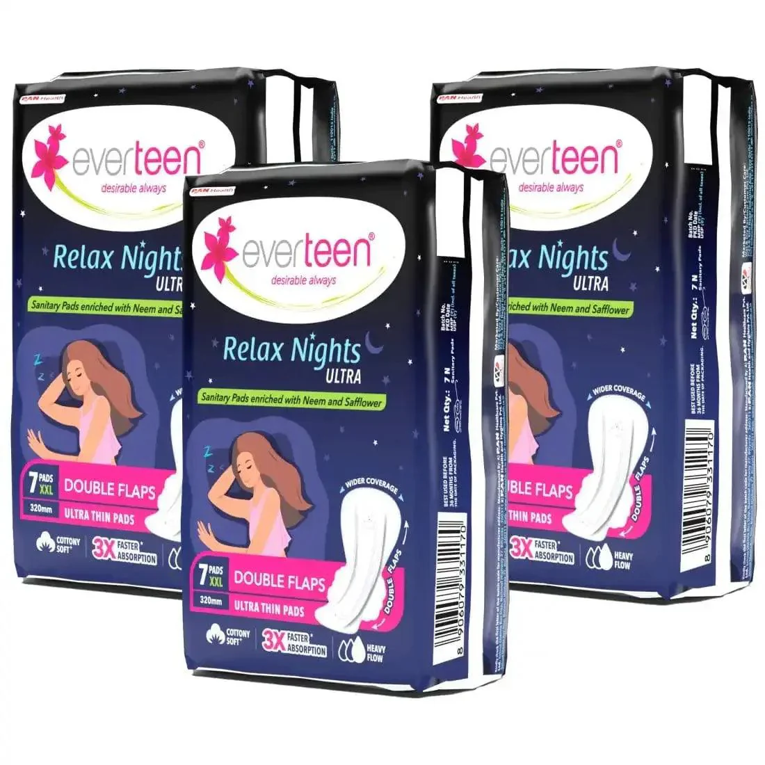 Everteen Xxl Relax Nights Ultra Thin 7 Sanitary Pads With Neem And Safflower - Image 13