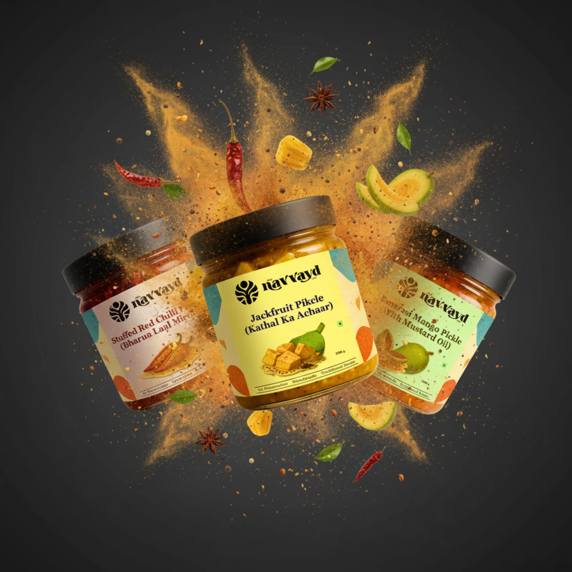 Everyday Achaar Combo | Banarasi Mango, Red Chilli & Jackfruit Pickle | 3 Authentic Flavours (250g Each) - Image 3