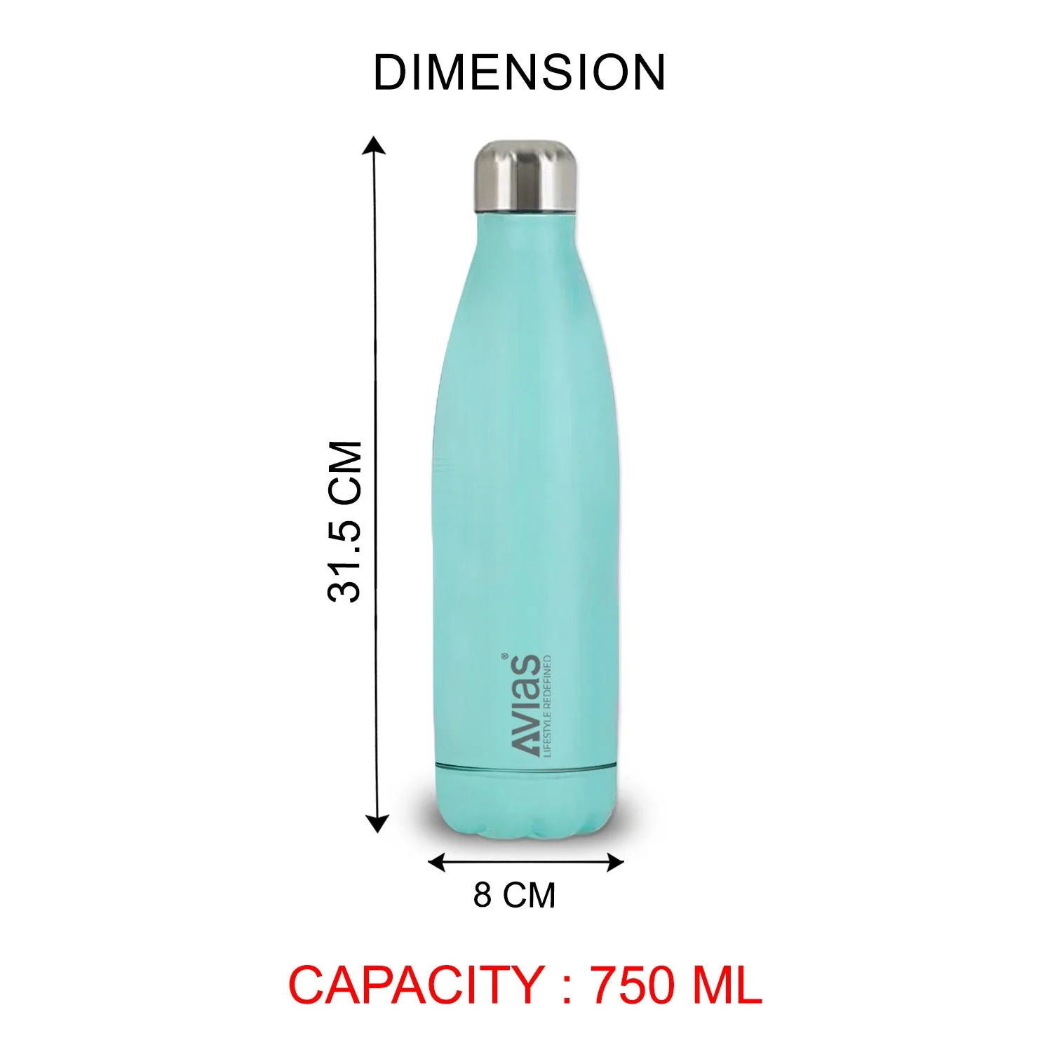 Evita premium stainless steel Vacuum Insulated Flask Water Bottle| 1 Litre/ 750ml | Blue - Image 5