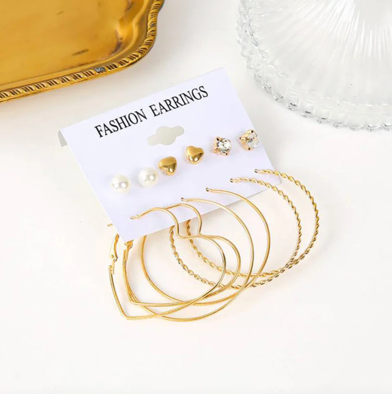 Exclusive Gold Plated Stud and Hoop Earrings For Women - Image 3